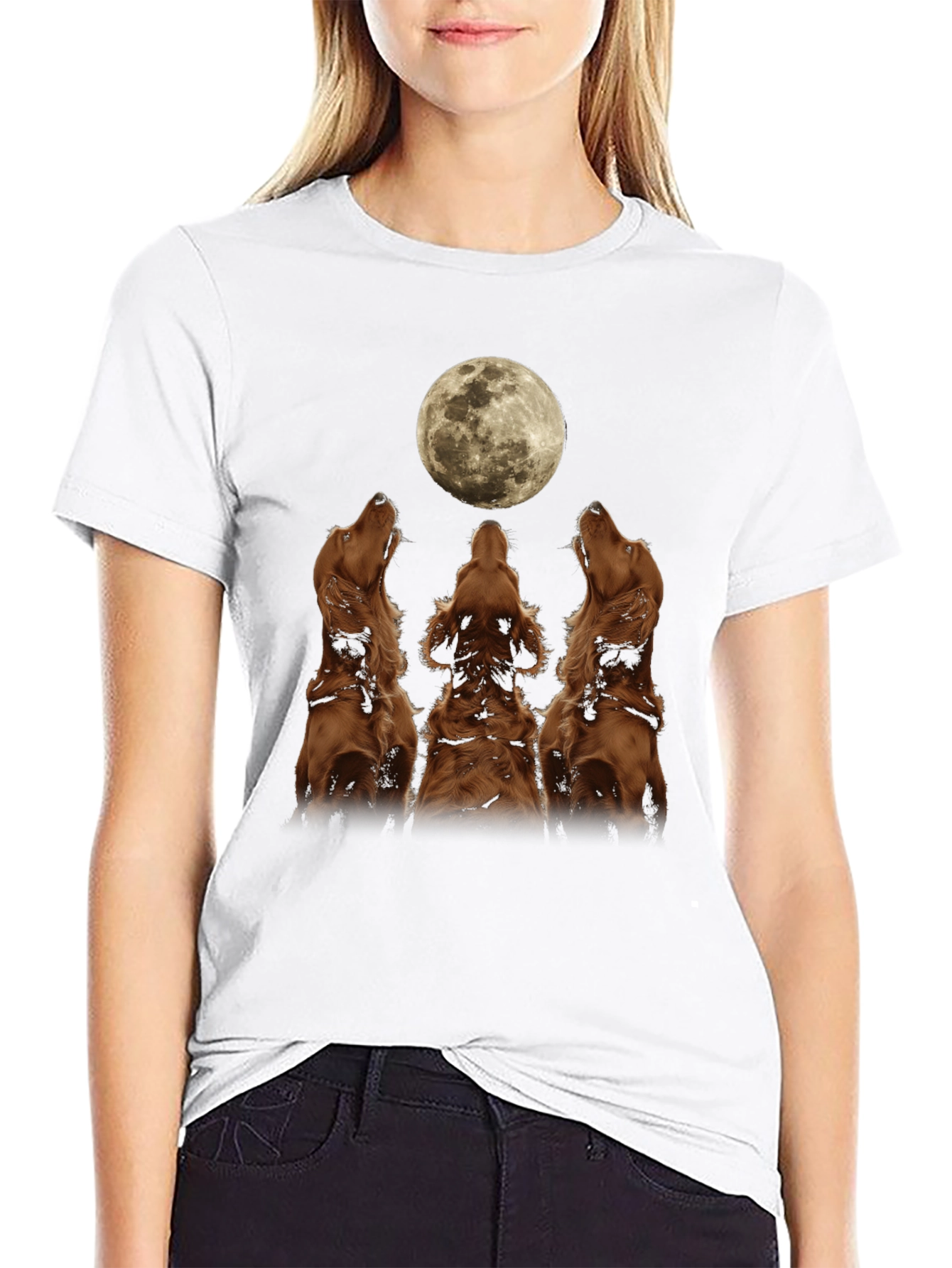 Dog Moon Howl T-Shirt - Black