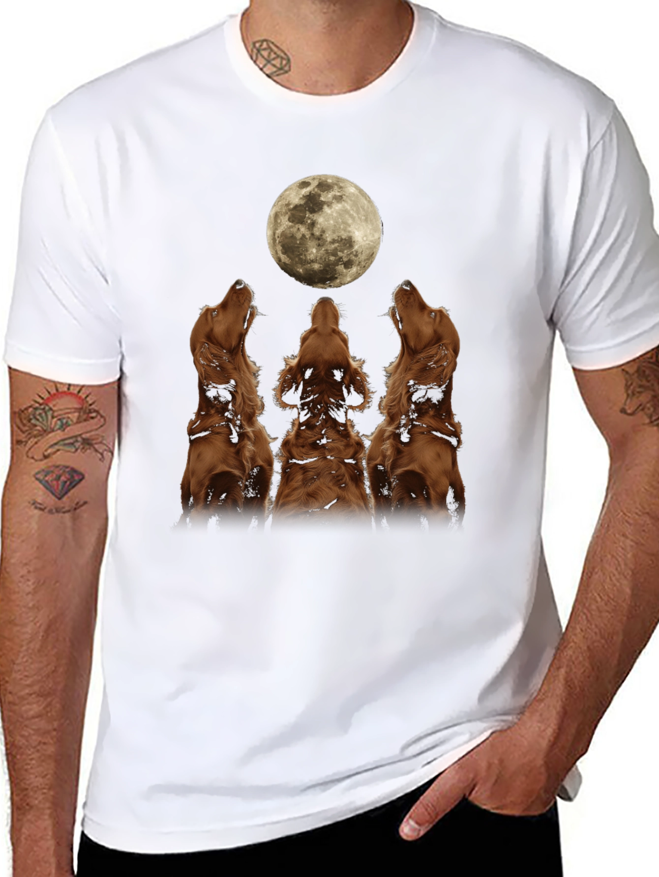 Dog Moon Howl T-Shirt - Black