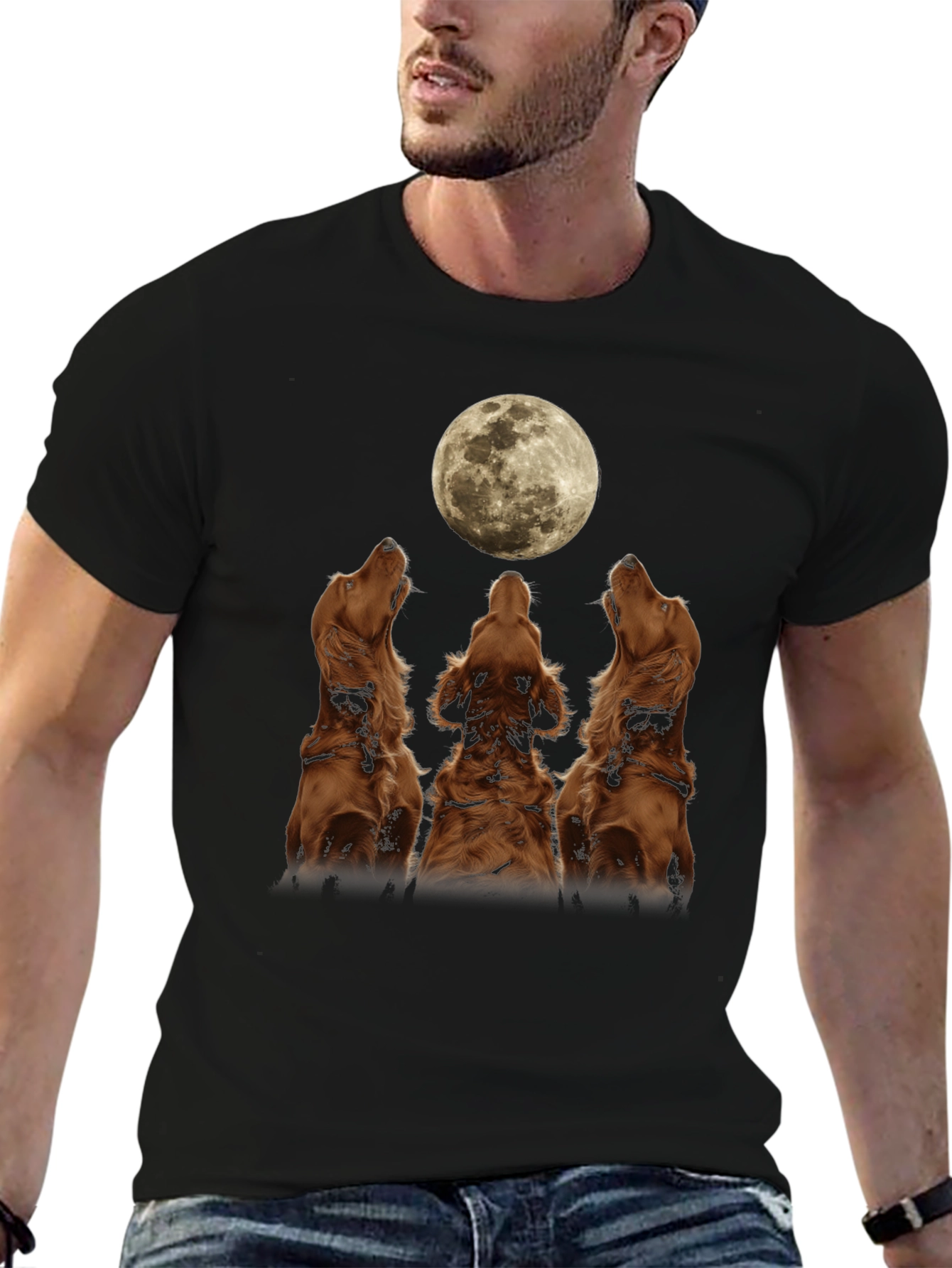 Dog Moon Howl T-Shirt - Black