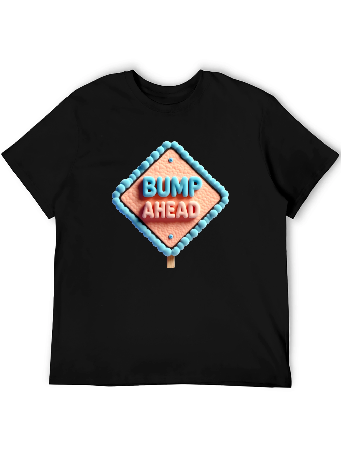 Bump Ahead Graphic Tee - Black Cotton T-Shirt