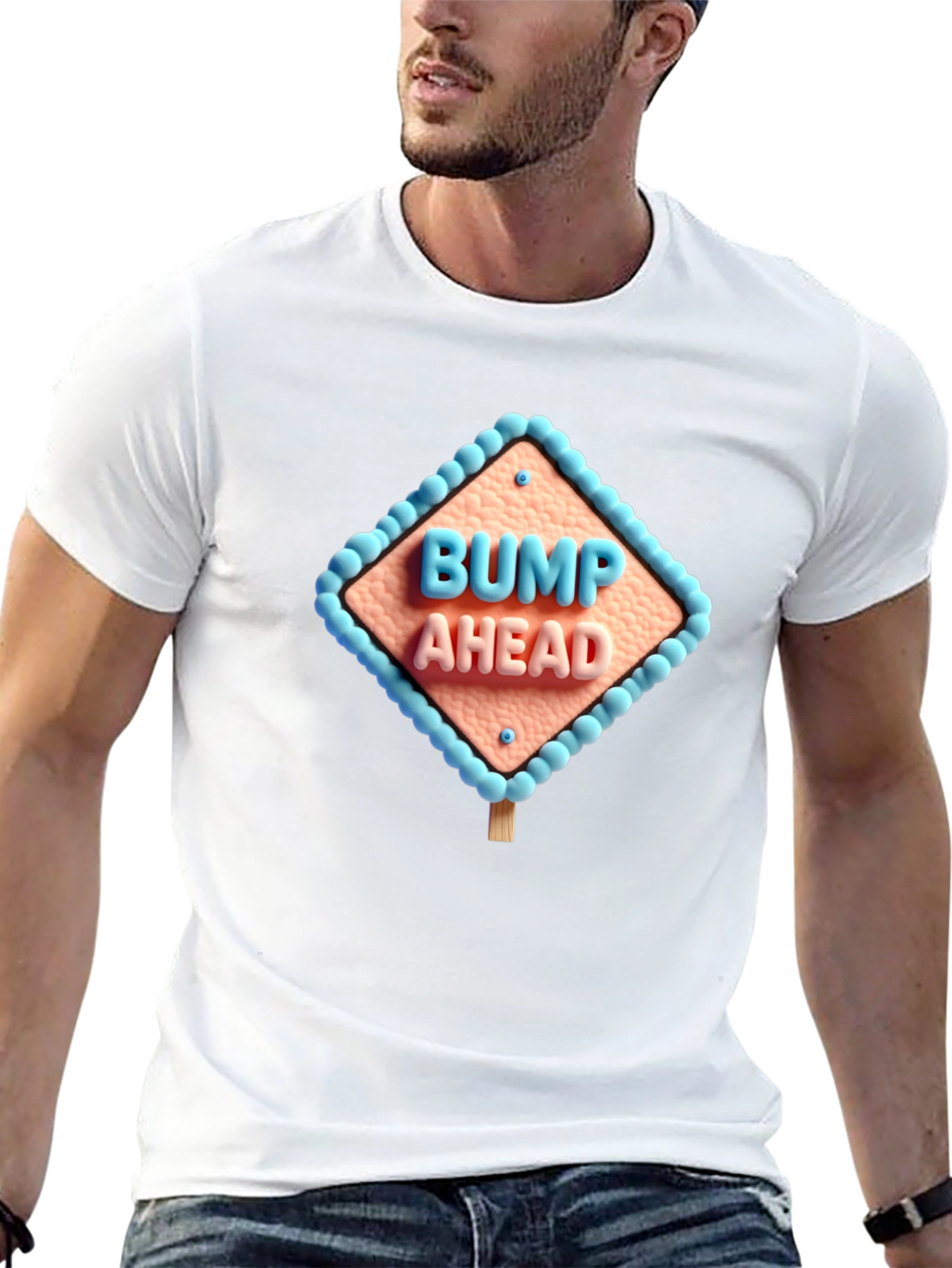 Bump Ahead Graphic Tee - Black Cotton T-Shirt