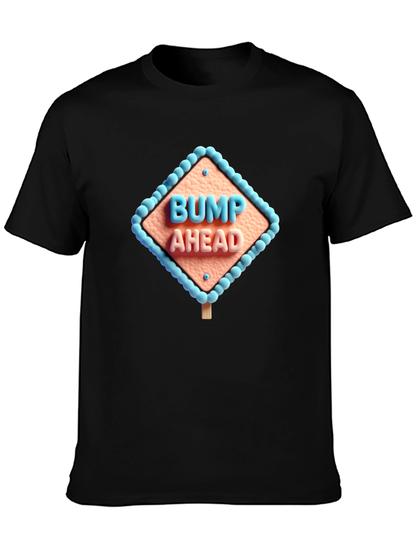 Bump Ahead Graphic Tee - Black Cotton T-Shirt