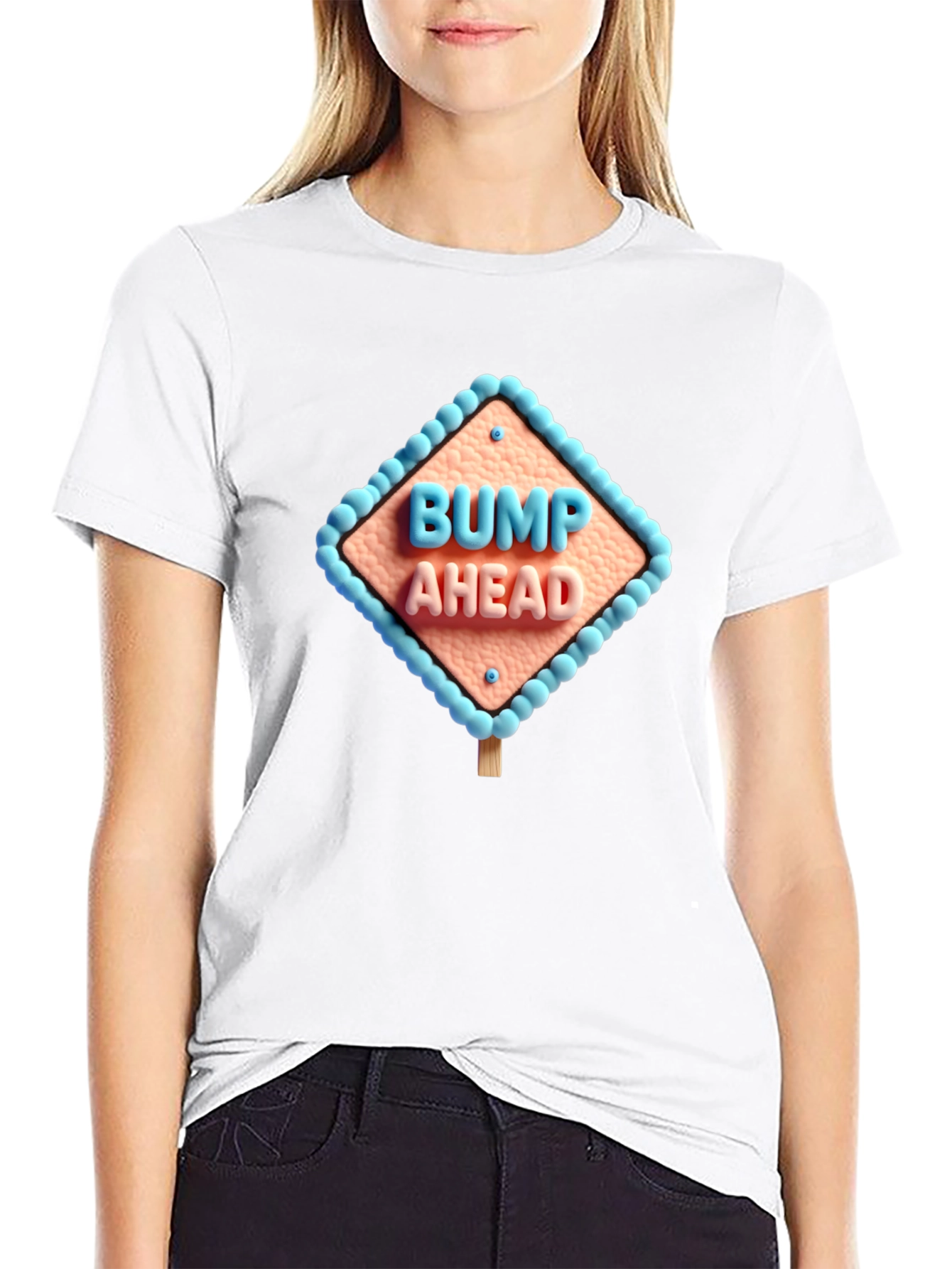 Bump Ahead Graphic Tee - Black Cotton T-Shirt