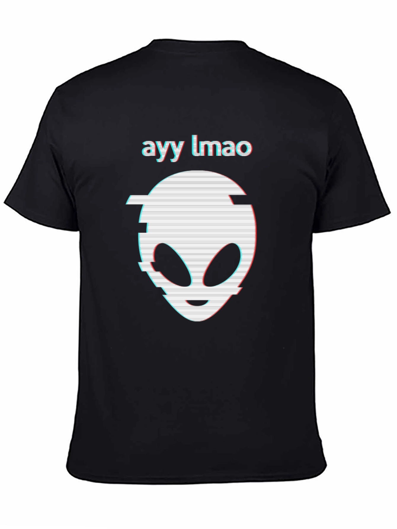 Ayy Lmao Alien Glitch Graphic Black T-Shirt