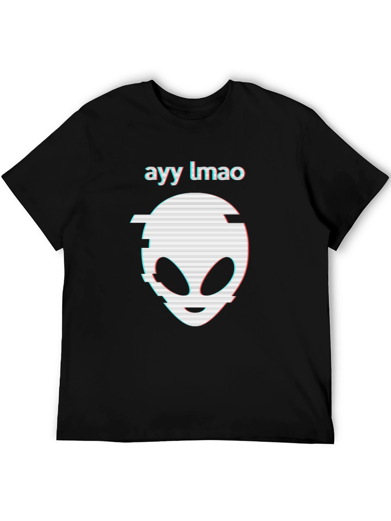 Ayy Lmao Alien Glitch Graphic Black T-Shirt