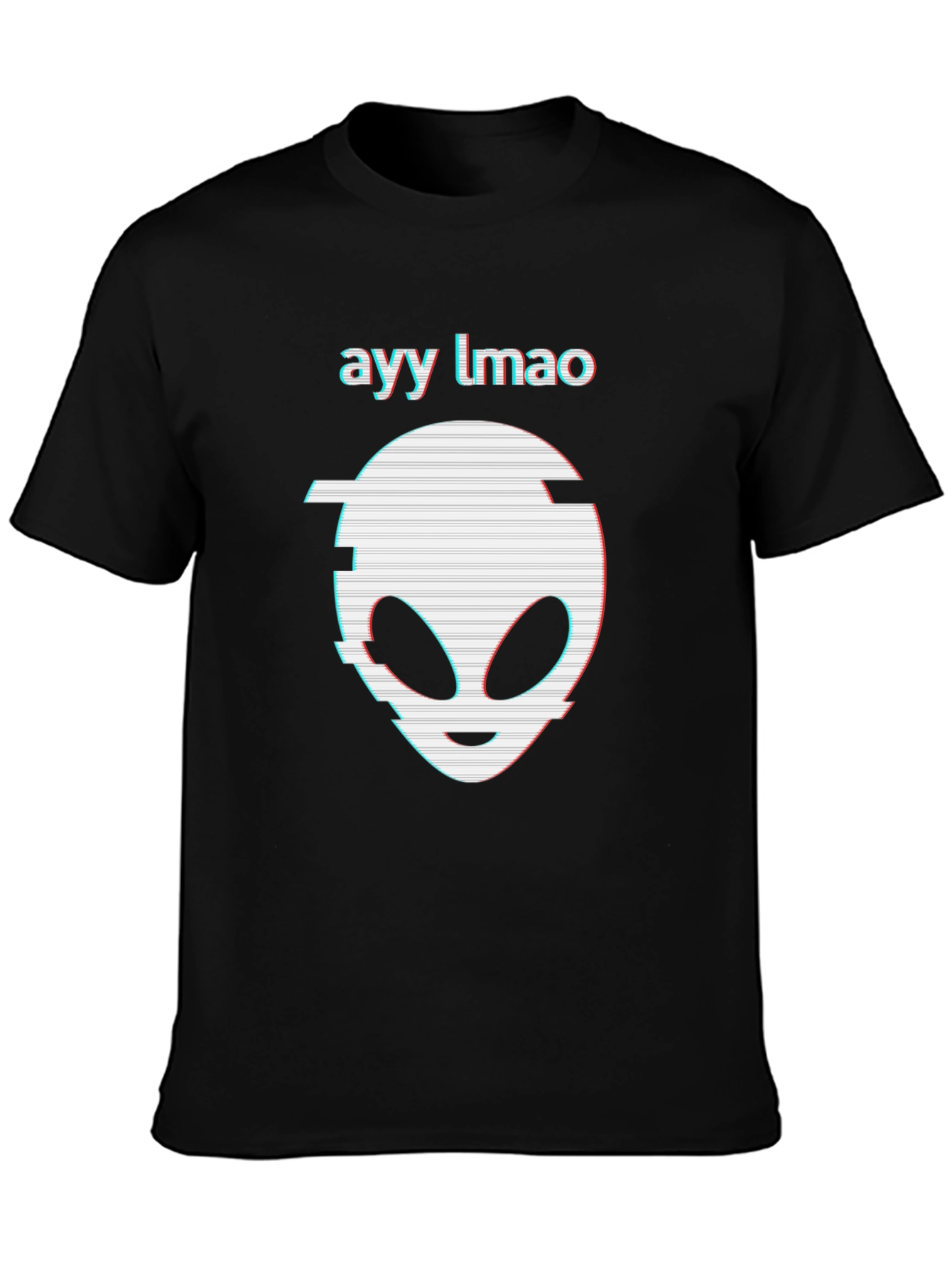Ayy Lmao Alien Glitch Graphic Black T-Shirt