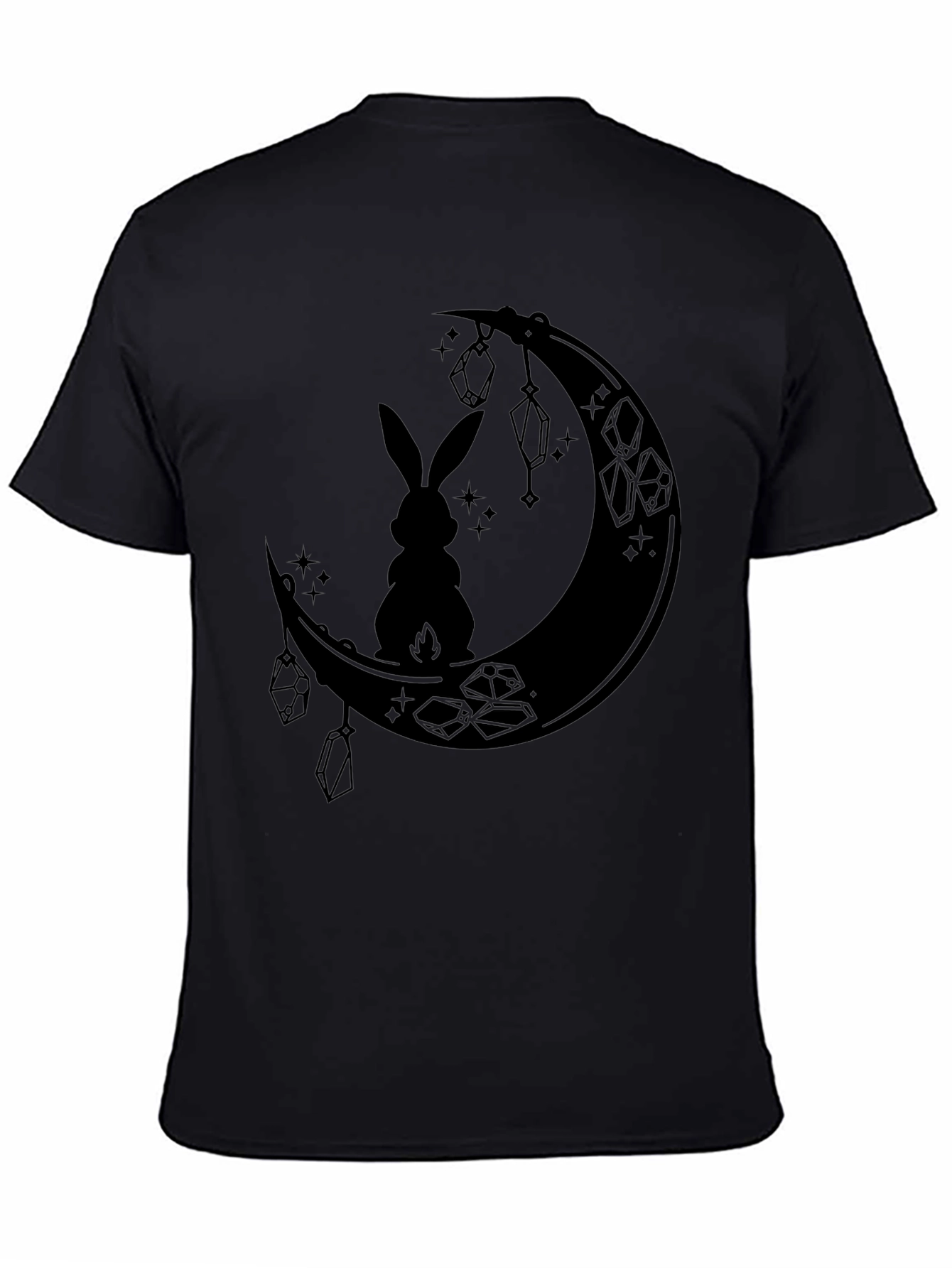 Moonlit Hare Graphic Tee - Stylish Black T-Shirt