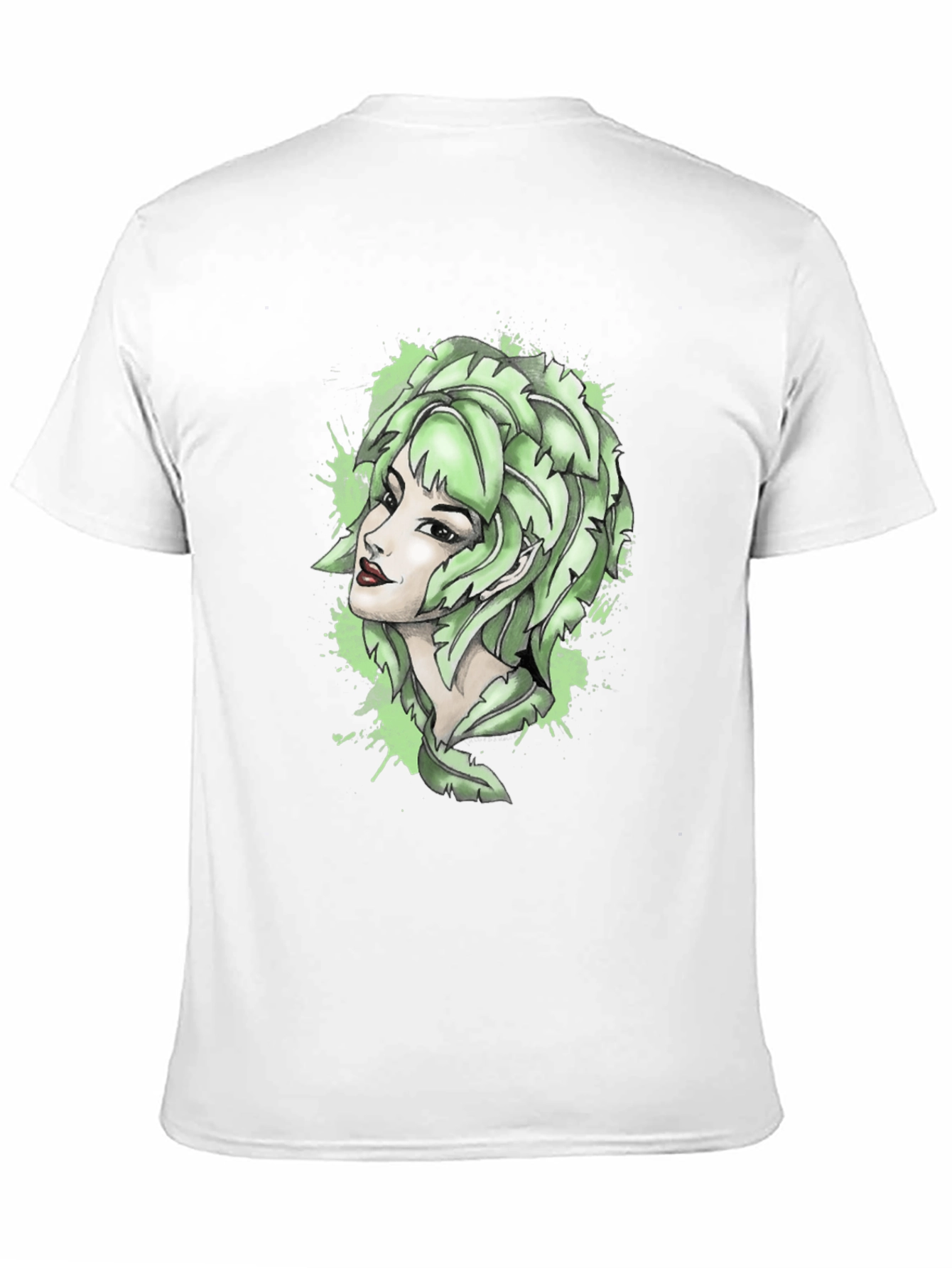 Leaf Woman Graphic Tee - Black Cotton T-Shirt