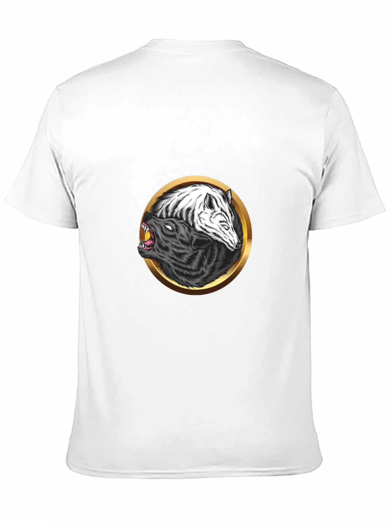 Yin Yang Wolf Graphic Black Tee
