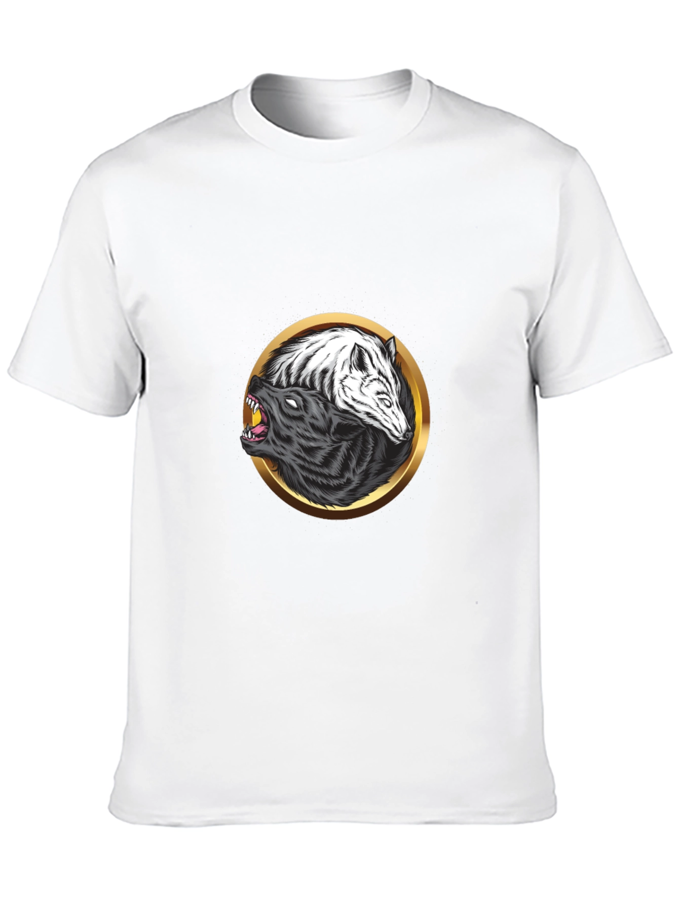 Yin Yang Wolf Graphic Black Tee