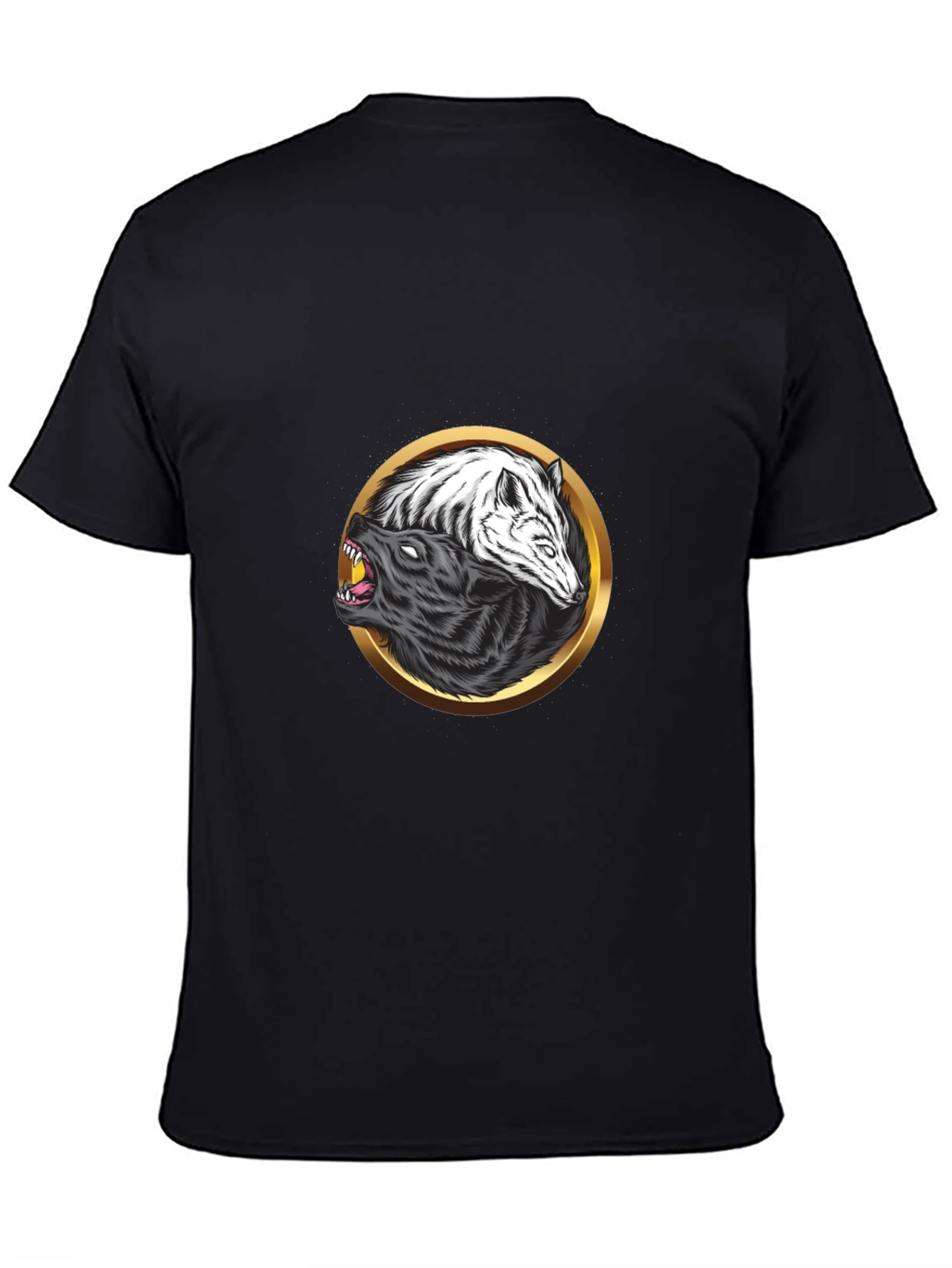Yin Yang Wolf Graphic Black Tee