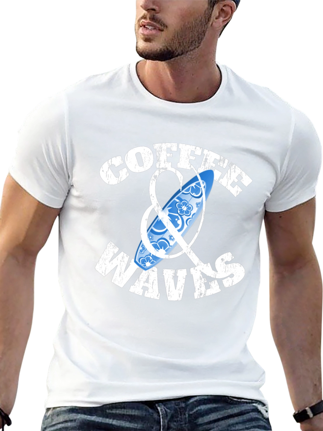 Coffee & Waves Graphic Tee - Surf Style