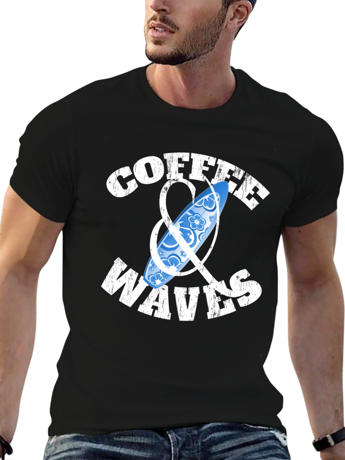 Coffee & Waves Graphic Tee - Surf Style