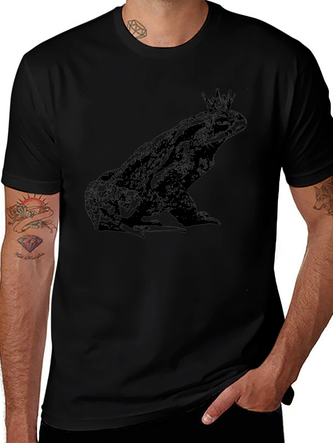 Frog King Black Graphic Tee