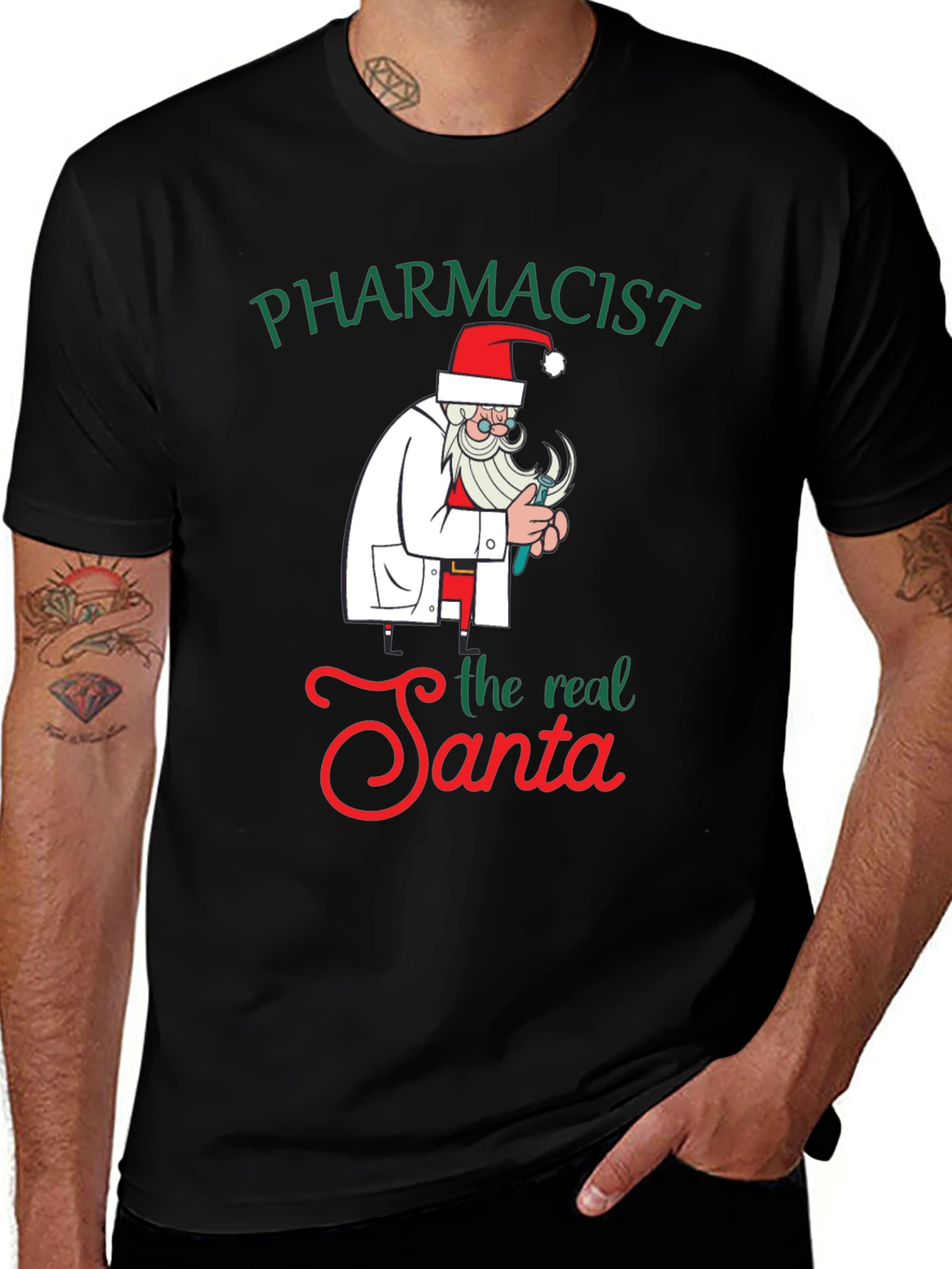 Pharmacist Santa Graphic Tee - Holiday Humor