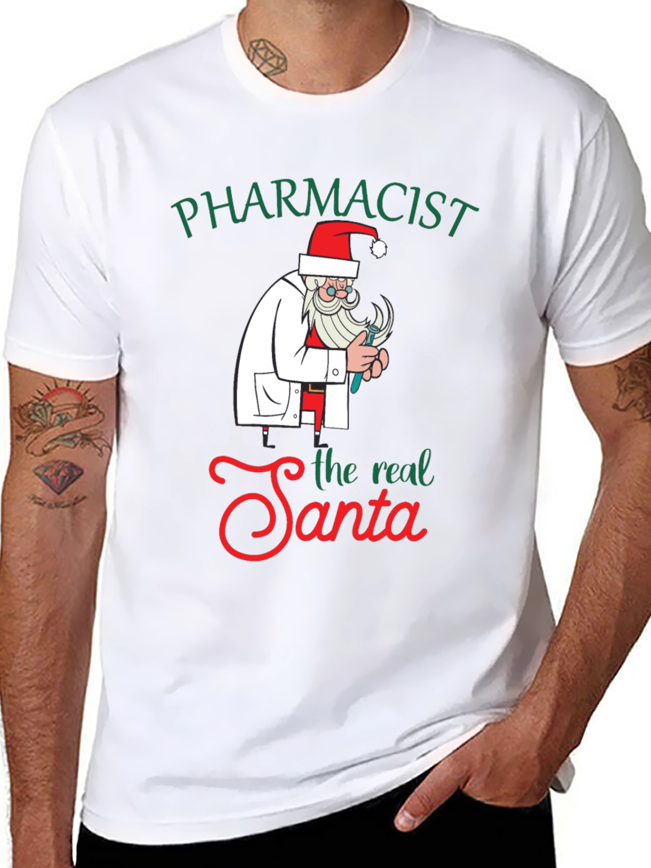 Pharmacist Santa Graphic Tee - Holiday Humor