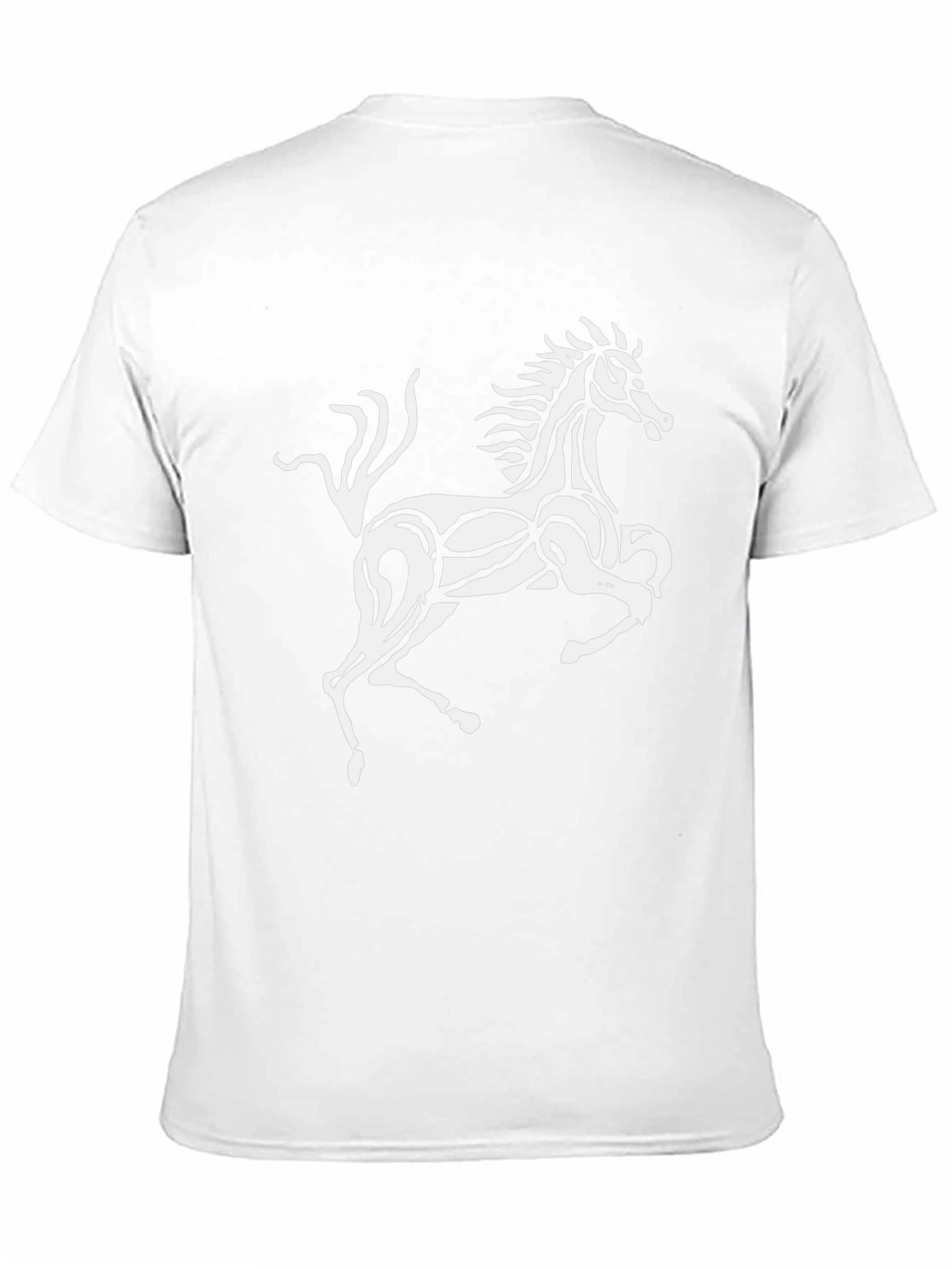 Black T-Shirt with Stylized White Horse Graphic
