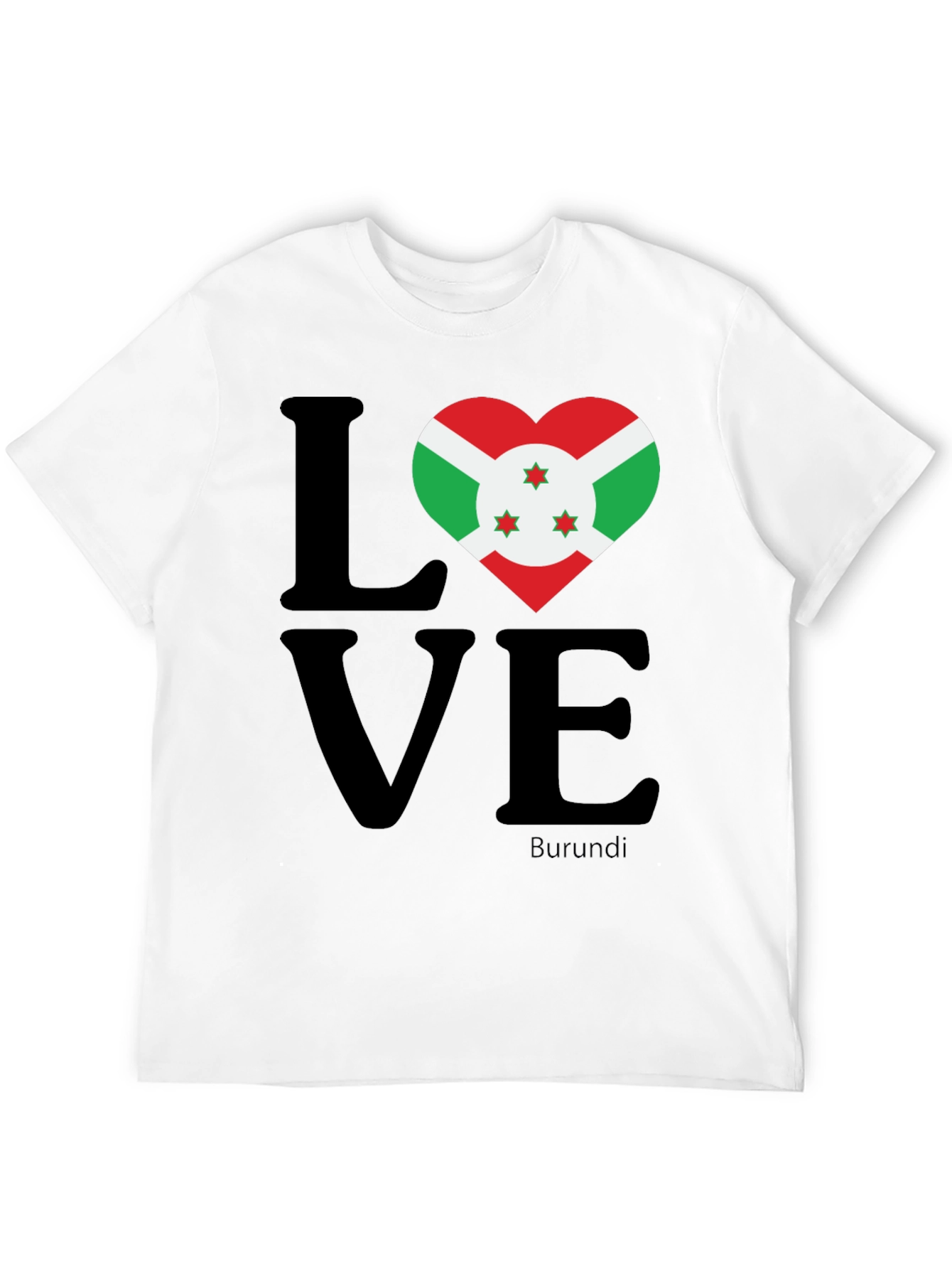 Burundi Flag Heart LOVE Graphic T-Shirt