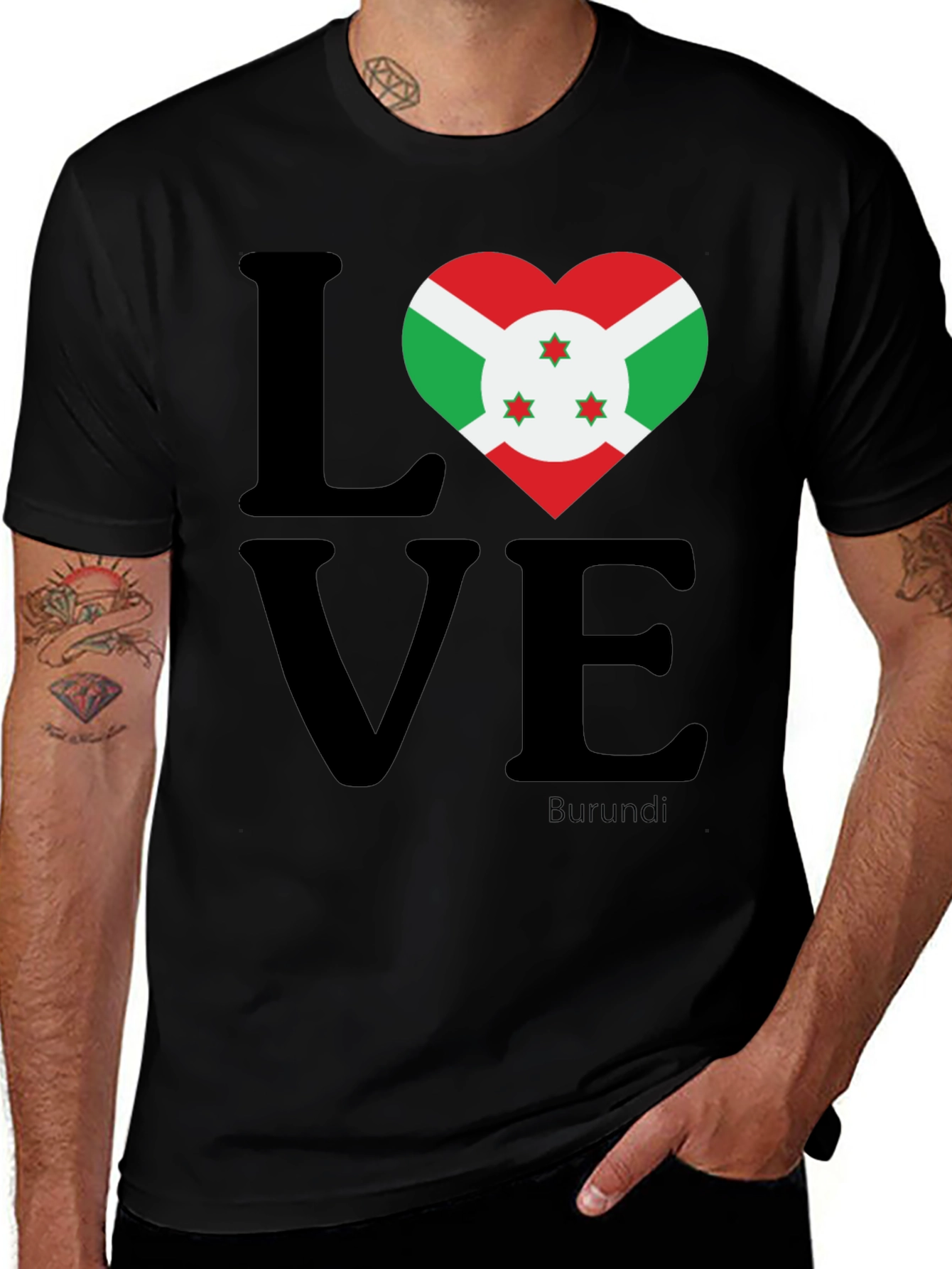 Burundi Flag Heart LOVE Graphic T-Shirt