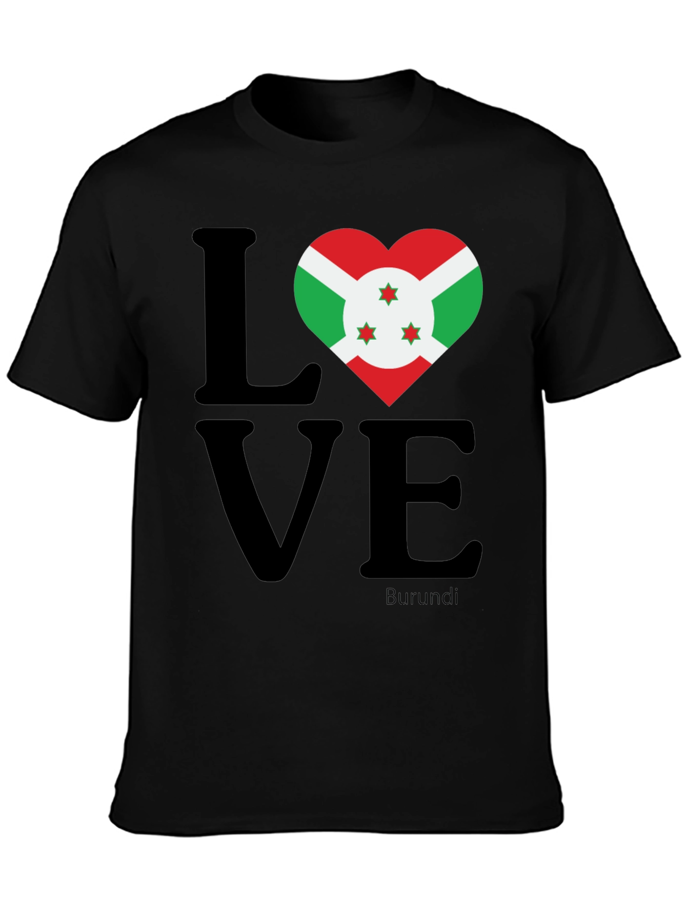 Burundi Flag Heart LOVE Graphic T-Shirt