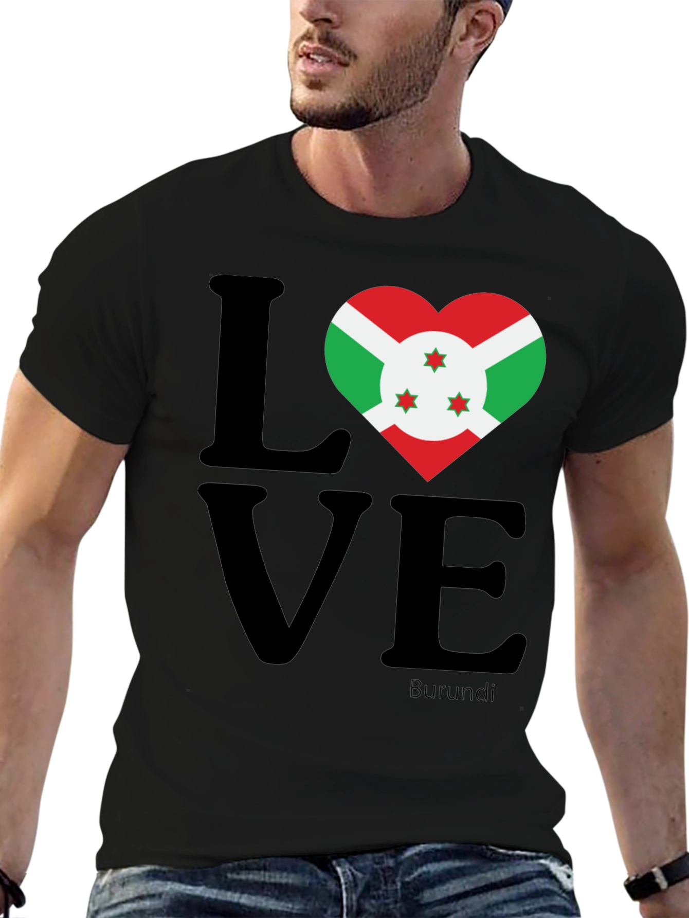 Burundi Flag Heart LOVE Graphic T-Shirt