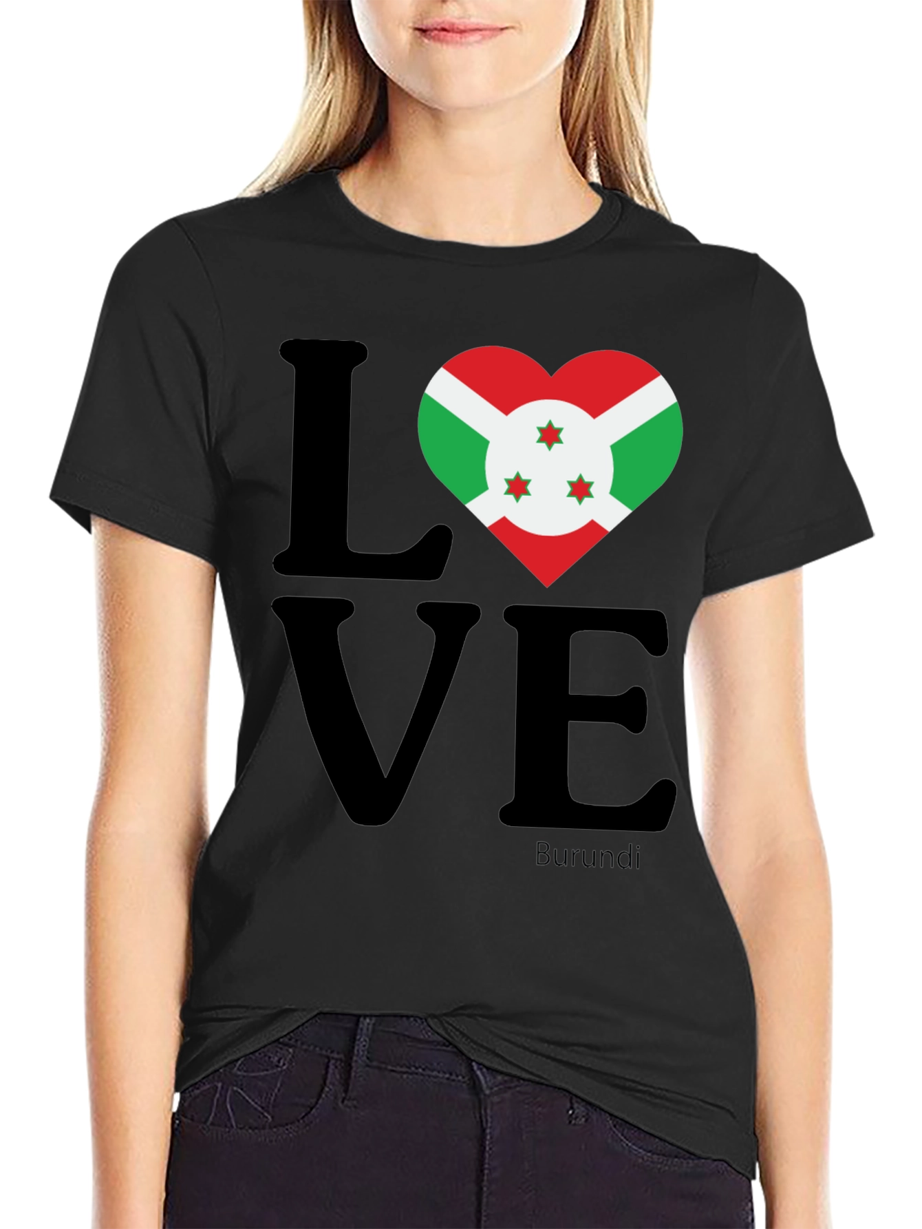Burundi Flag Heart LOVE Graphic T-Shirt