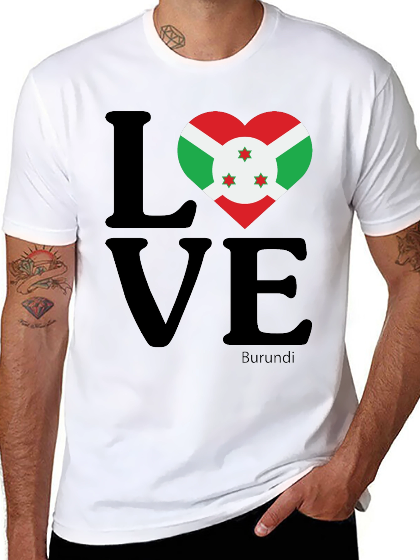 Burundi Flag Heart LOVE Graphic T-Shirt