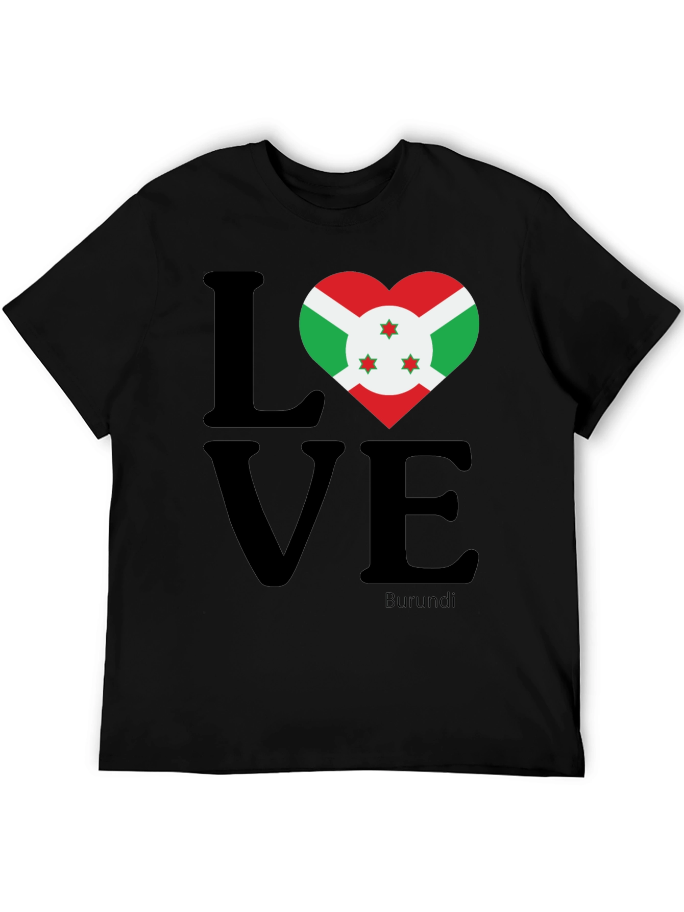 Burundi Flag Heart LOVE Graphic T-Shirt