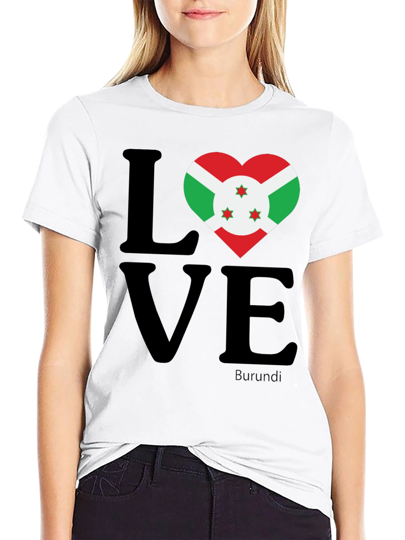 Burundi Flag Heart LOVE Graphic T-Shirt