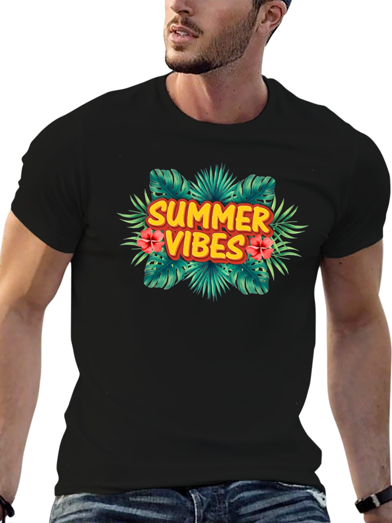 Summer Vibes Tropical Graphic T-Shirt