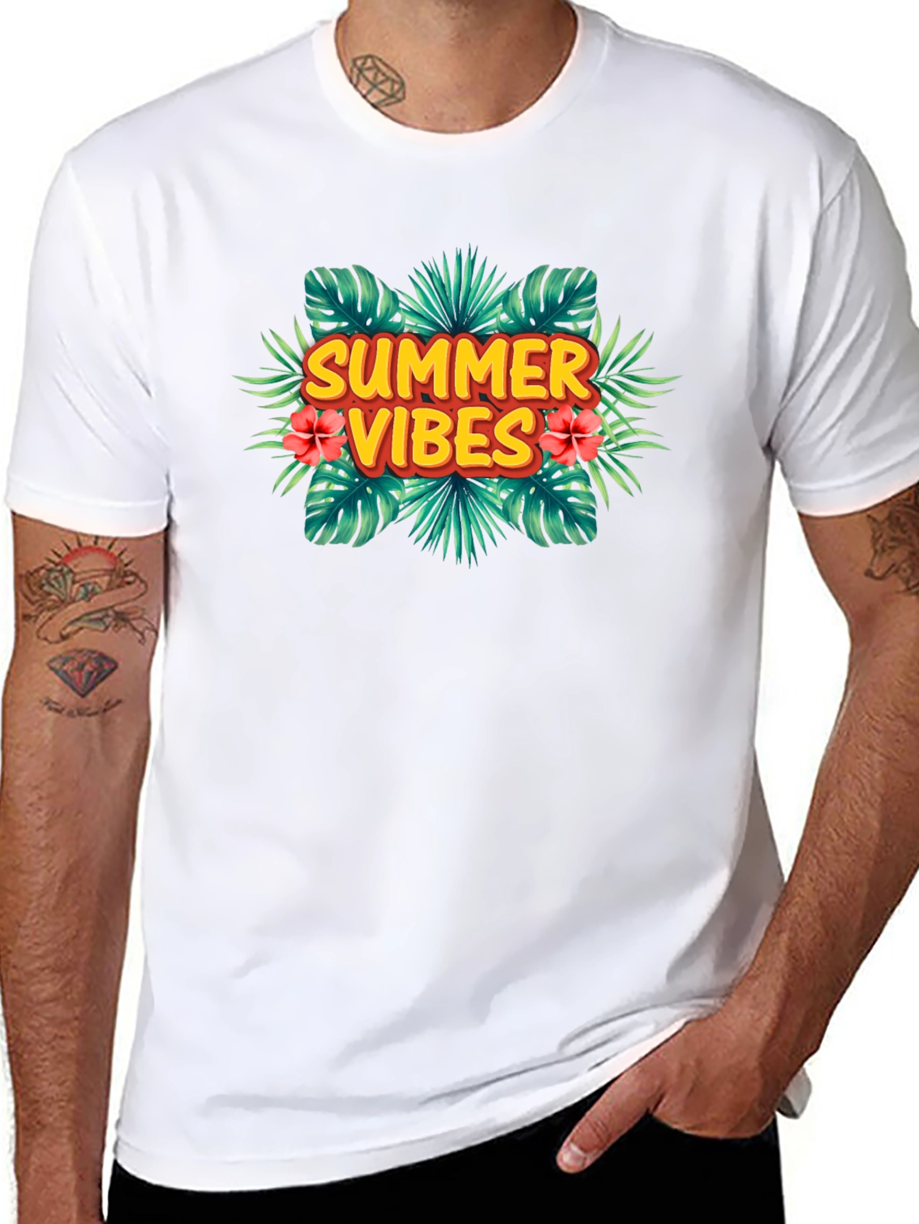 Summer Vibes Tropical Graphic T-Shirt