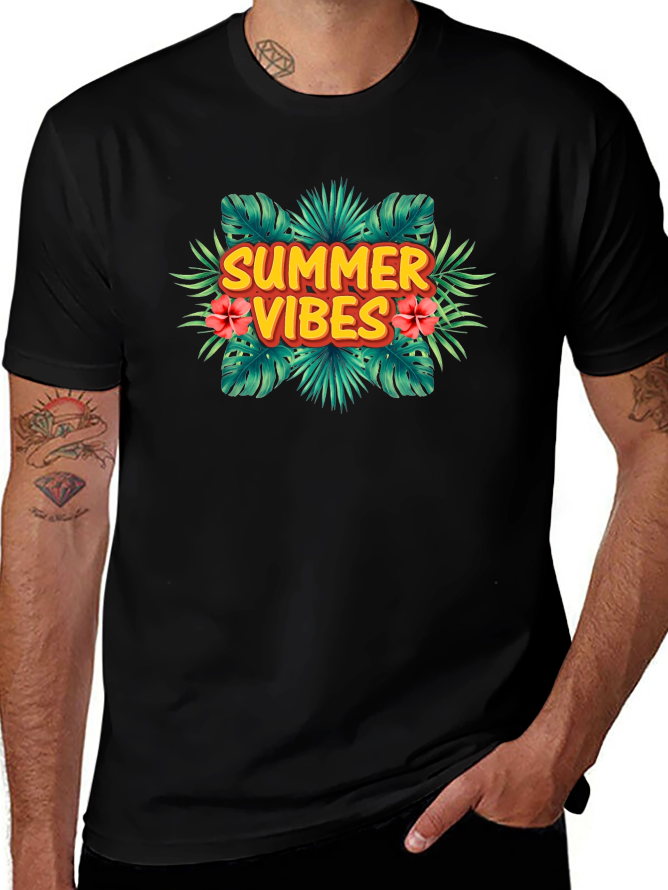 Summer Vibes Tropical Graphic T-Shirt