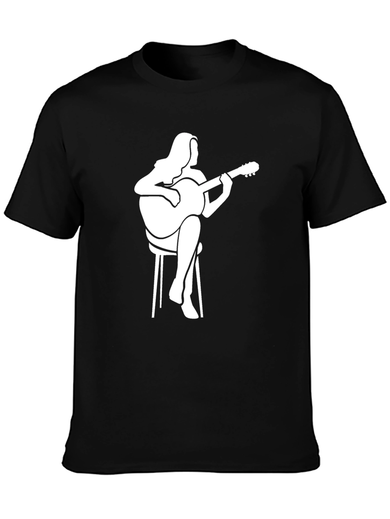 Guitar Player Graphic Tee - Black Casual T-Shirt