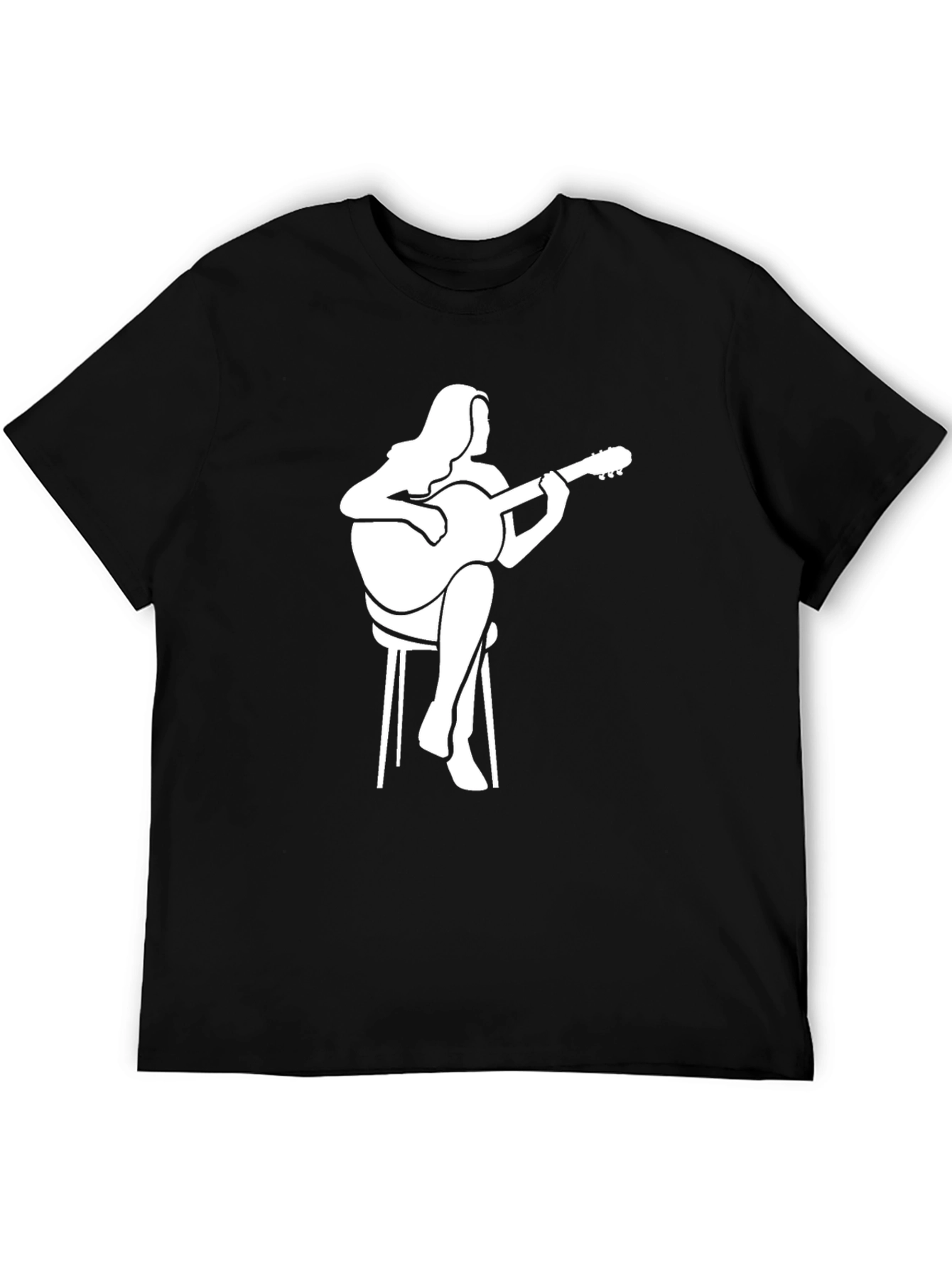 Guitar Player Graphic Tee - Black Casual T-Shirt