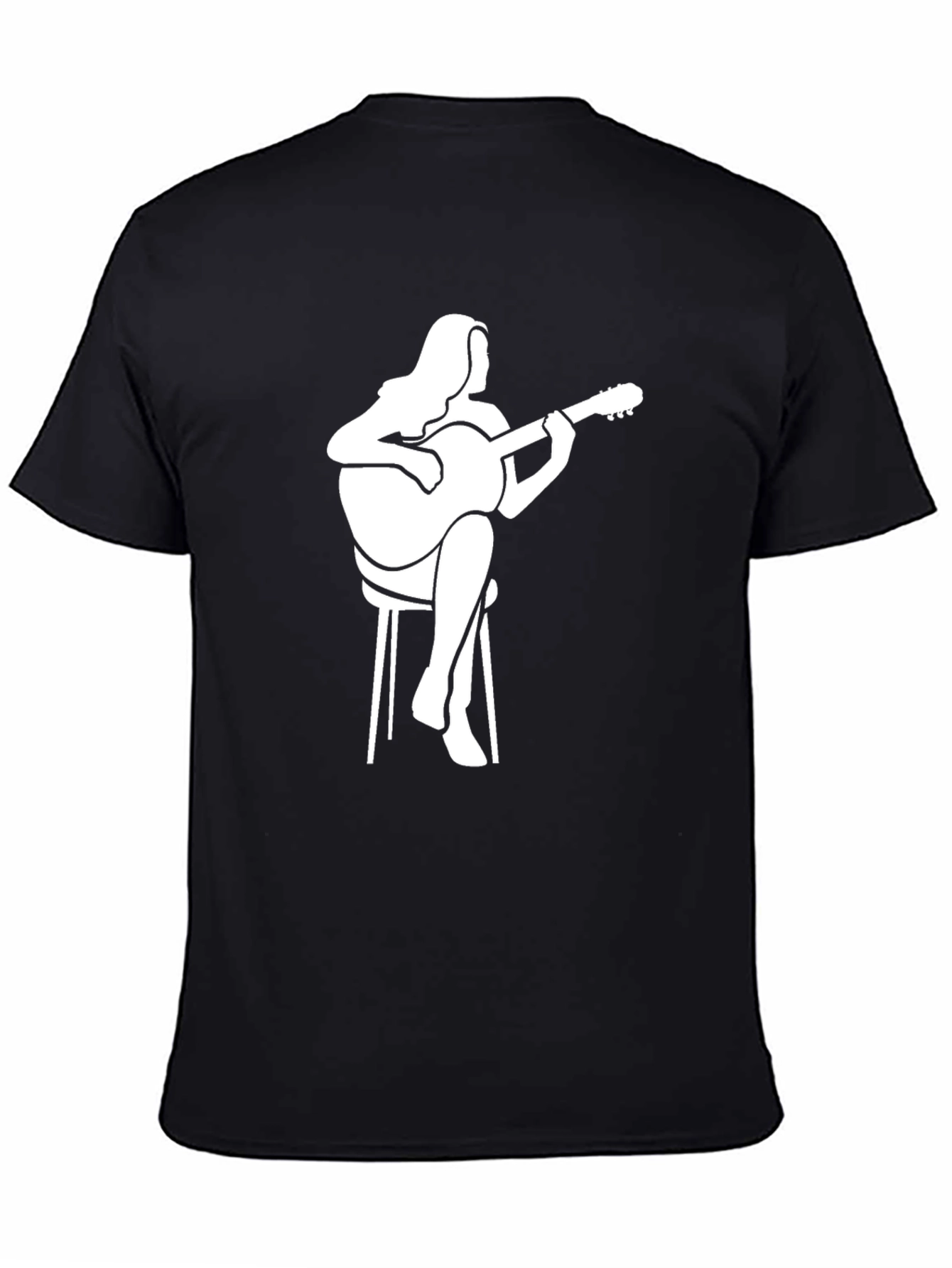 Guitar Player Graphic Tee - Black Casual T-Shirt