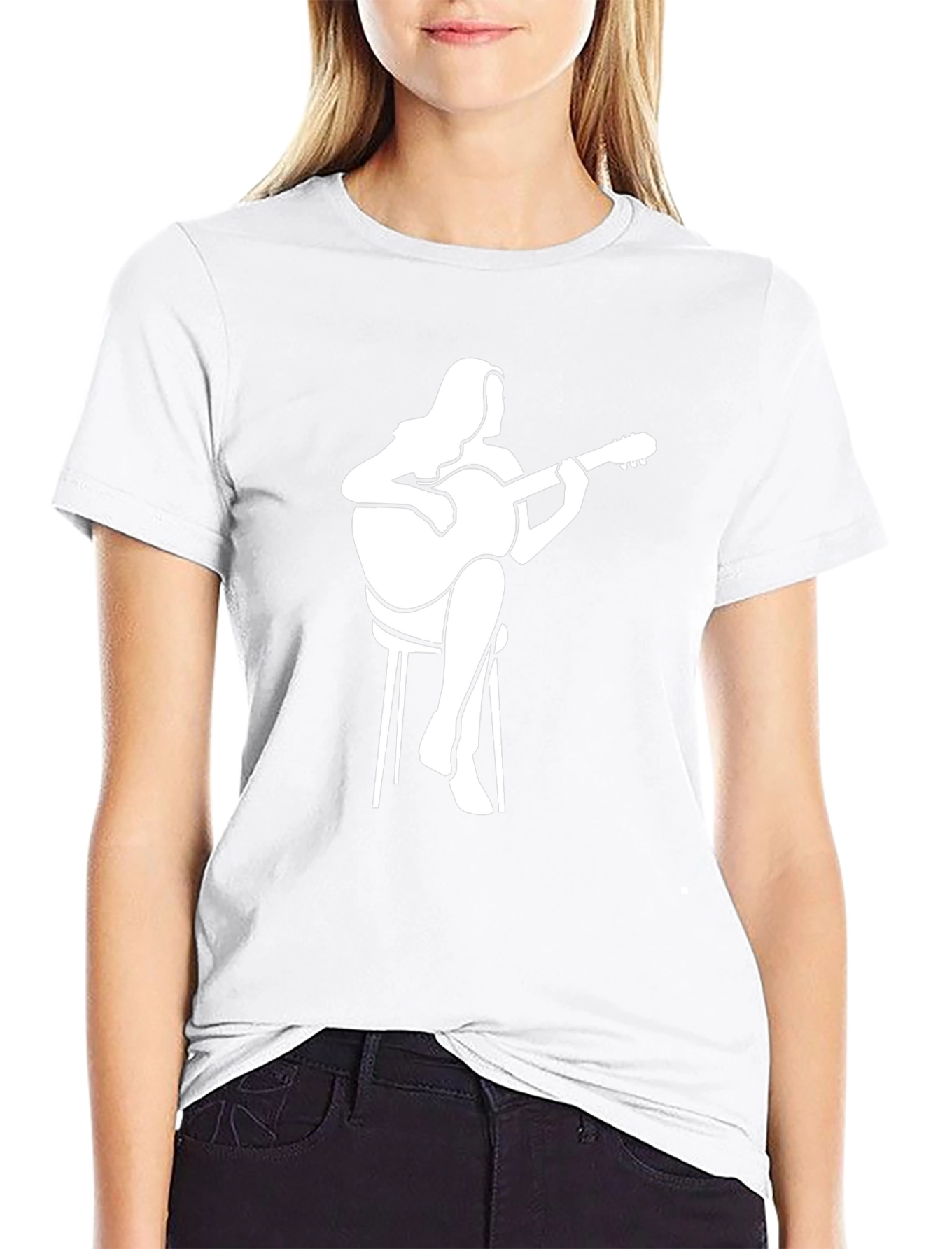 Guitar Player Graphic Tee - Black Casual T-Shirt