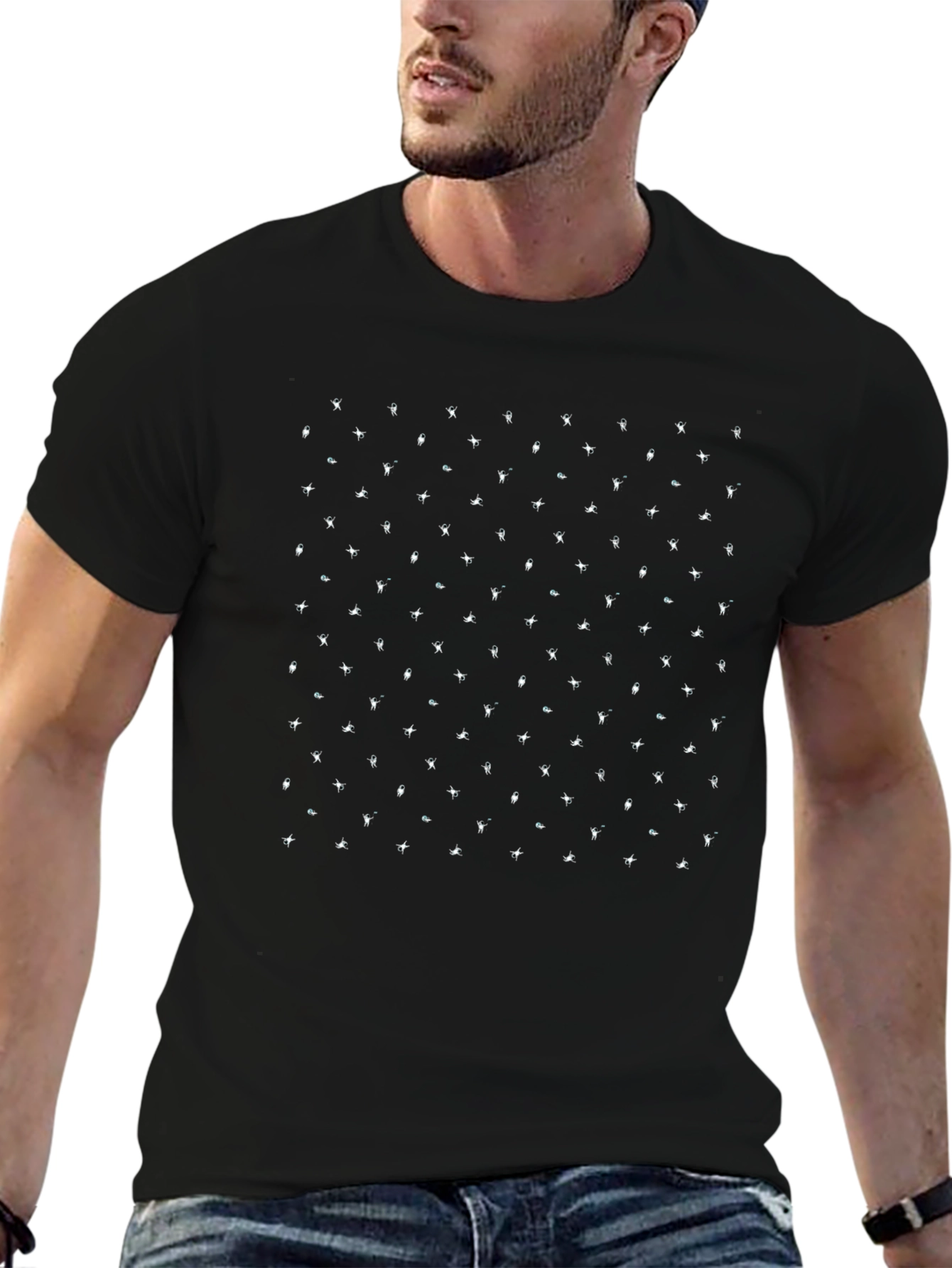 Patterned Black T-Shirt - Unique Design