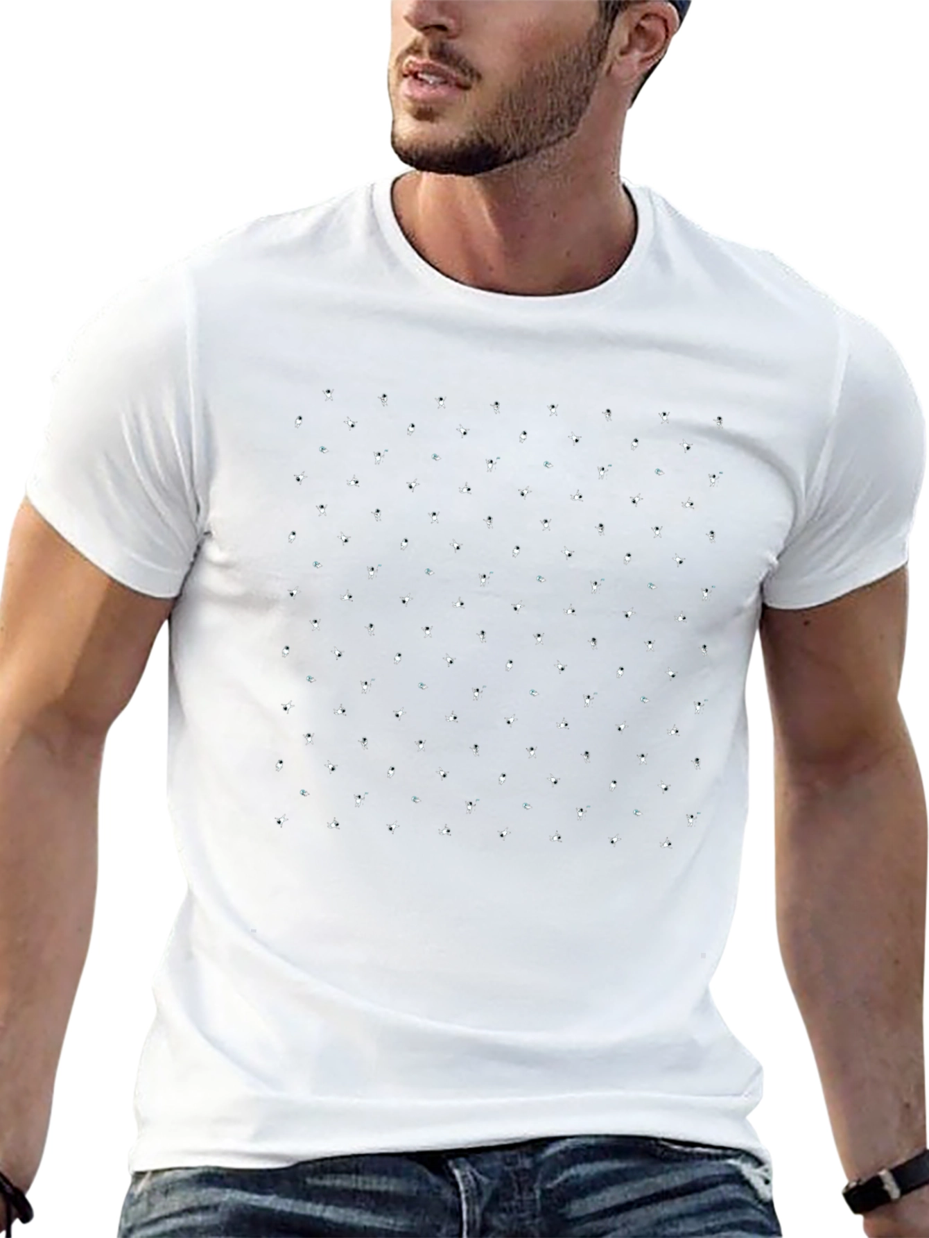 Patterned Black T-Shirt - Unique Design