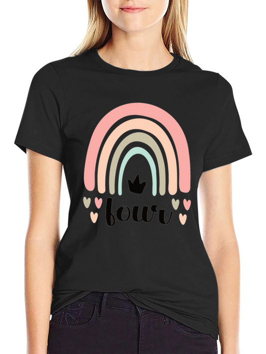 4th Birthday Rainbow Heart T-Shirt