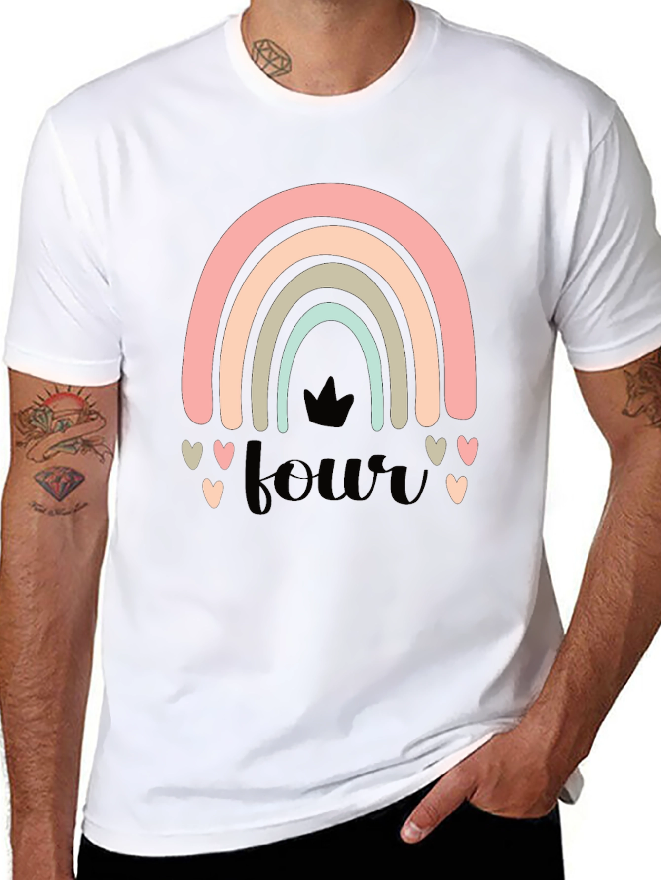 4th Birthday Rainbow Heart T-Shirt