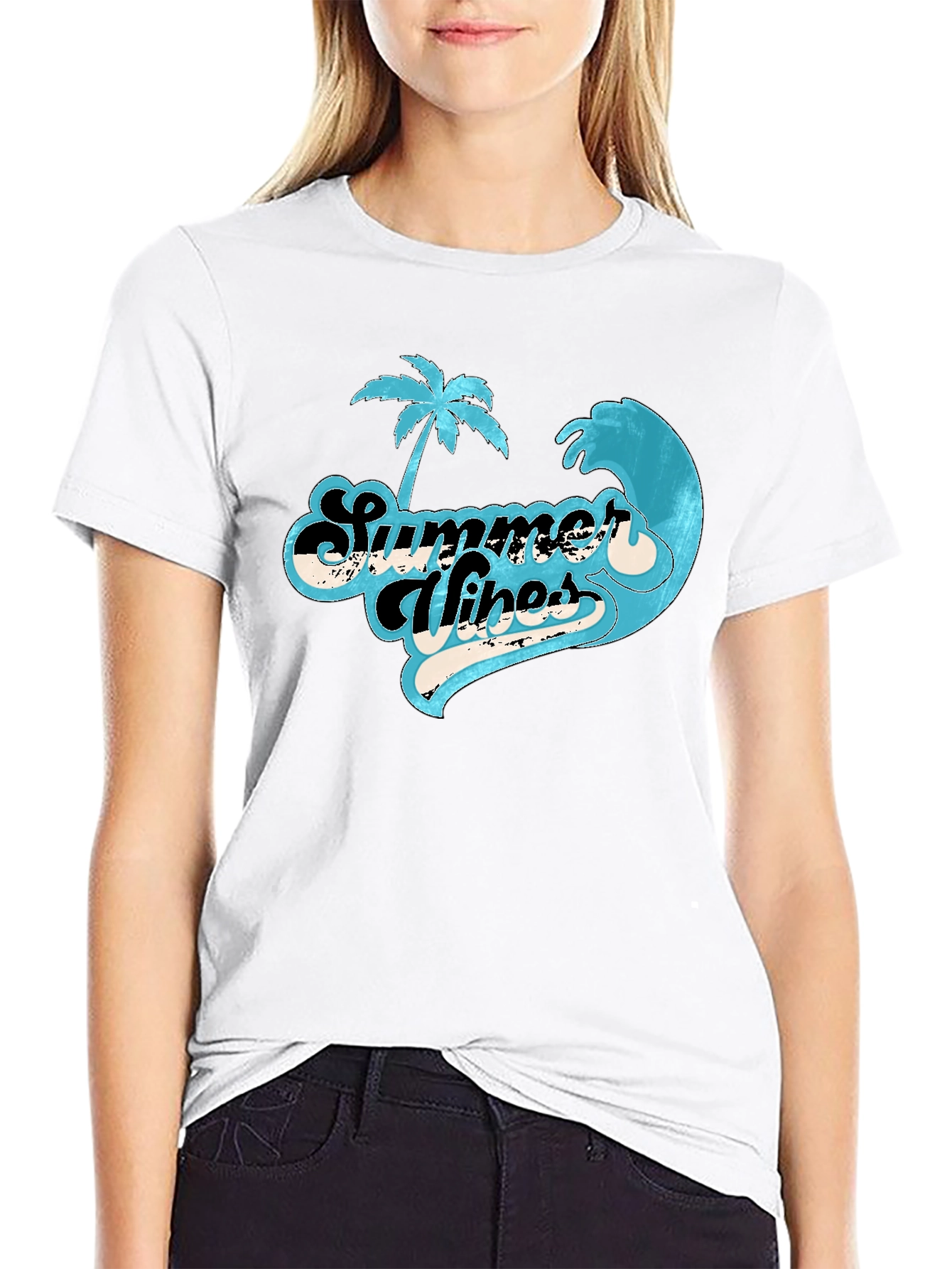 Summer Vibes Graphic Tee - Retro Palm Tree Shirt