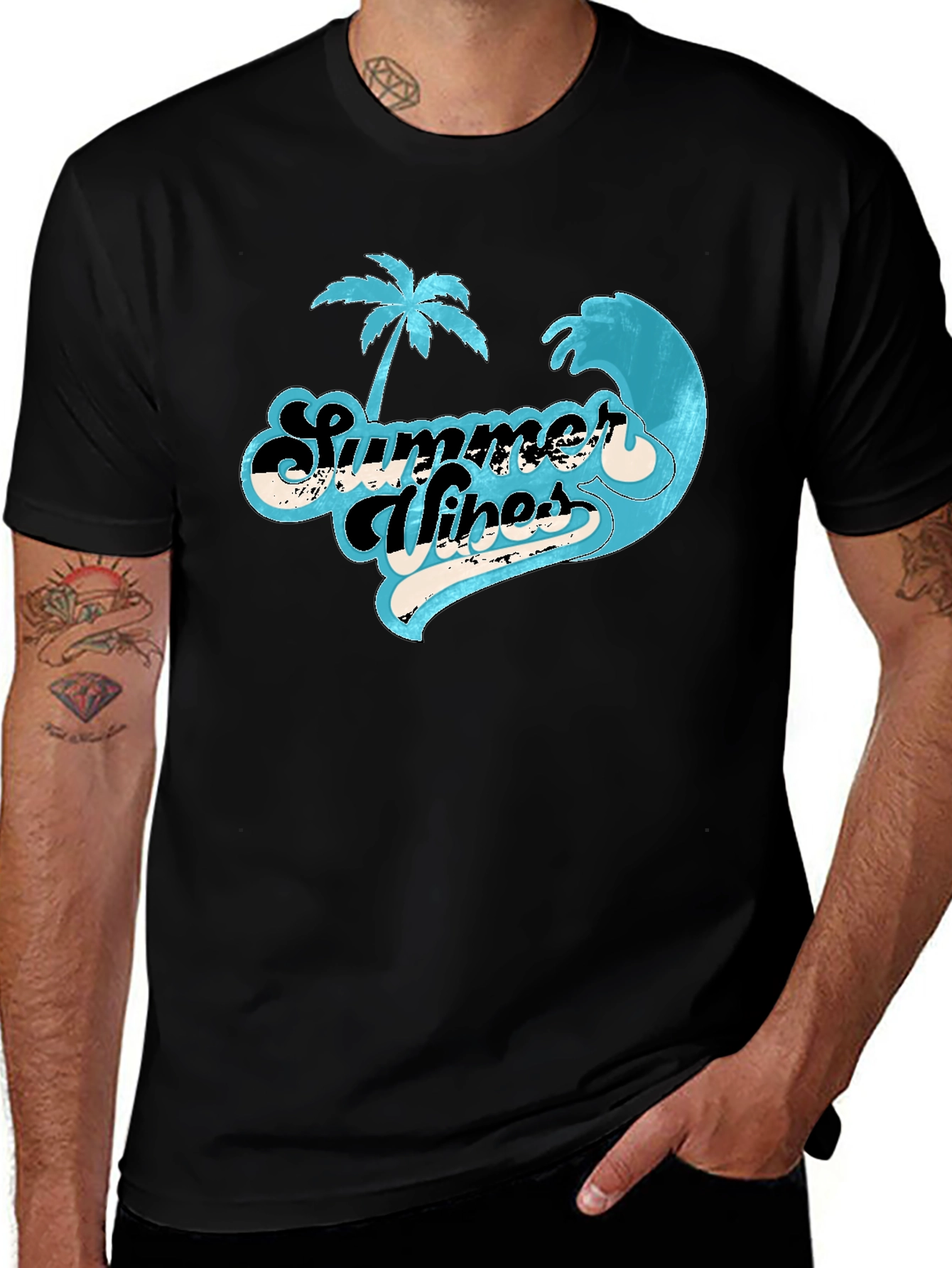 Summer Vibes Graphic Tee - Retro Palm Tree Shirt
