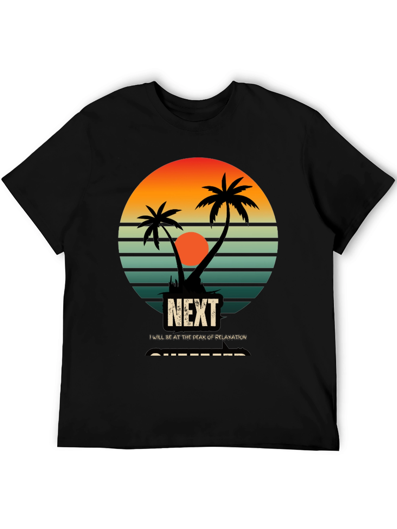 Relaxation Mode T-Shirt: Palm Tree Sunset Graphic Tee