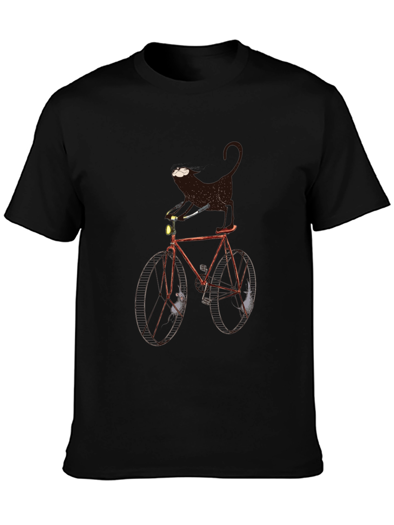 Cat on Bike Graphic Tee - Unique Novelty T-Shirt