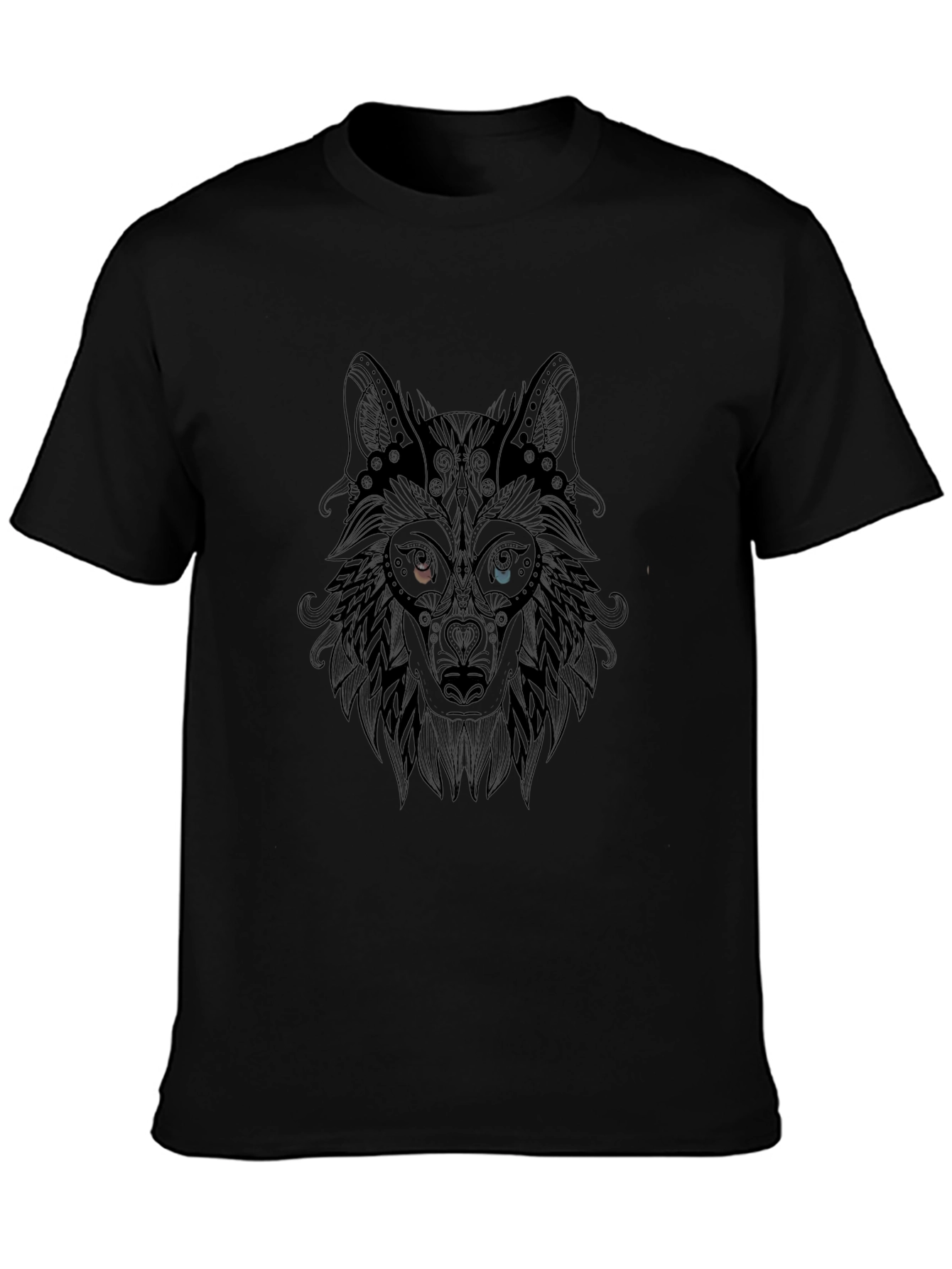 Wolf Head Graphic Tee - Stylish Mens Black T-Shirt
