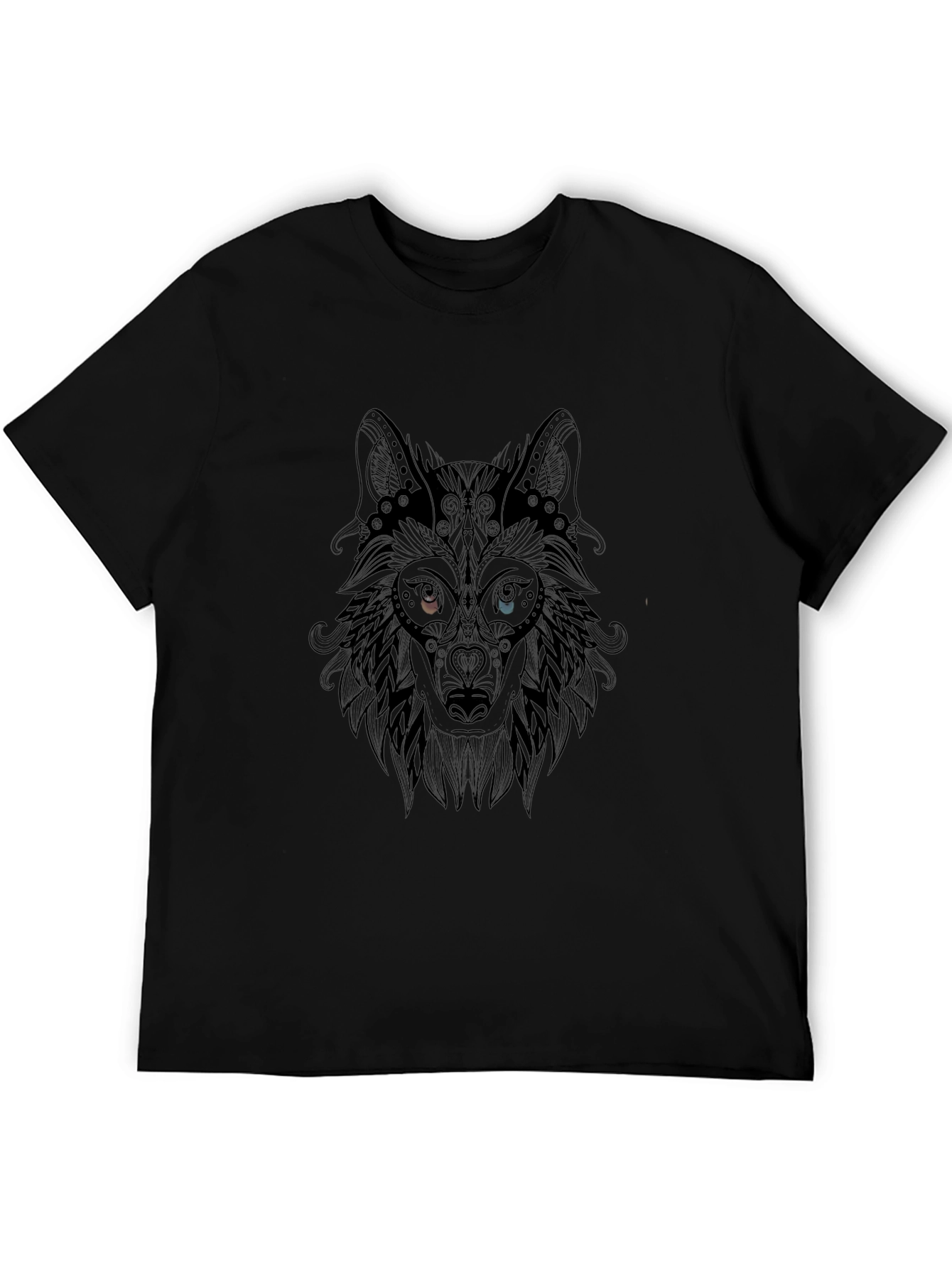 Wolf Head Graphic Tee - Stylish Mens Black T-Shirt