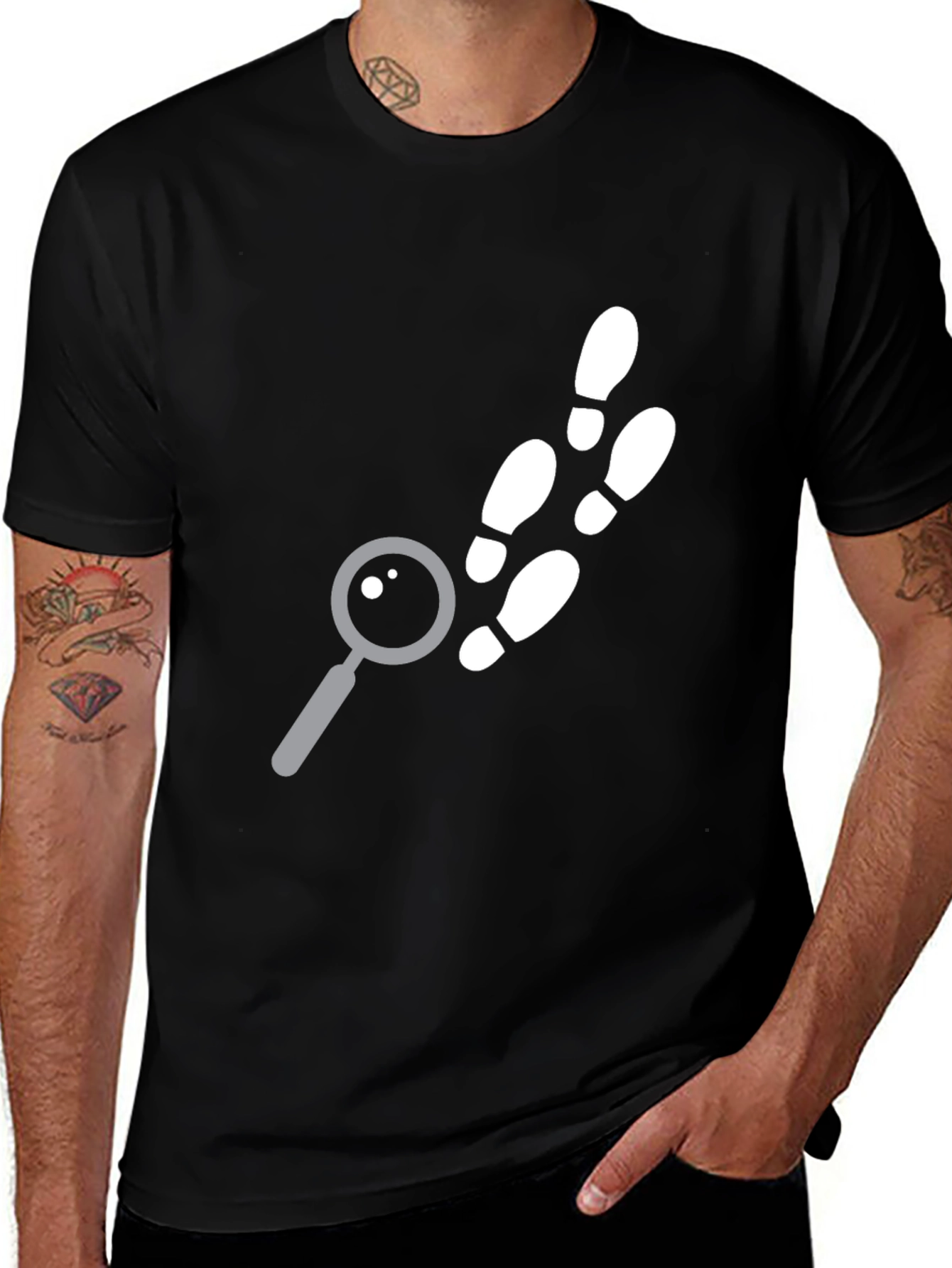 Detective Footprints Graphic Tee - Sleuth Style