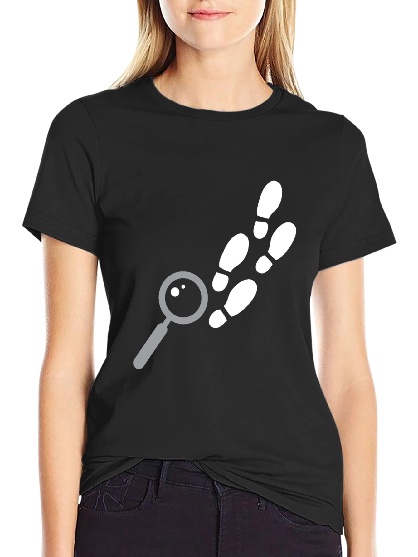 Detective Footprints Graphic Tee - Sleuth Style