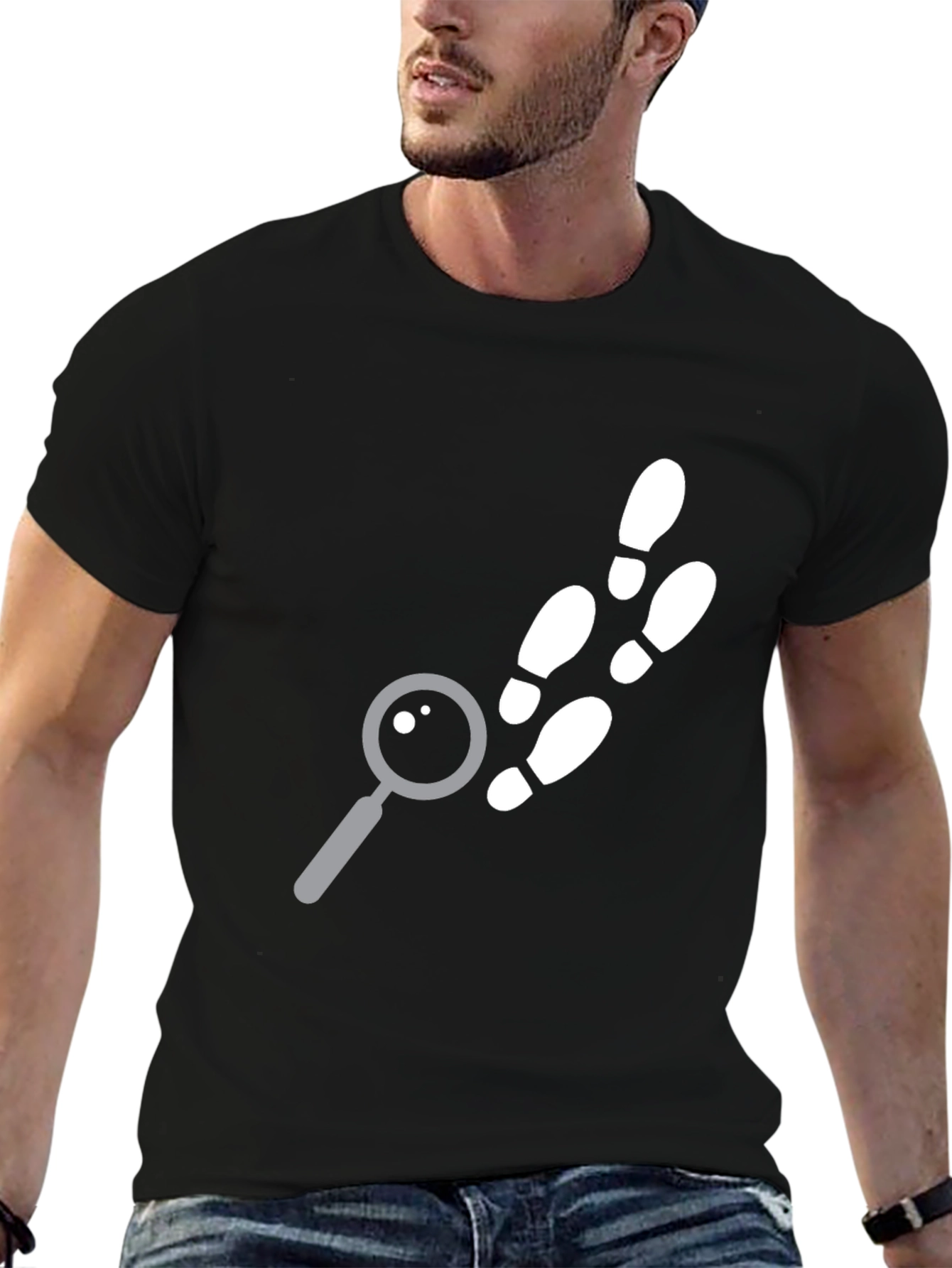 Detective Footprints Graphic Tee - Sleuth Style