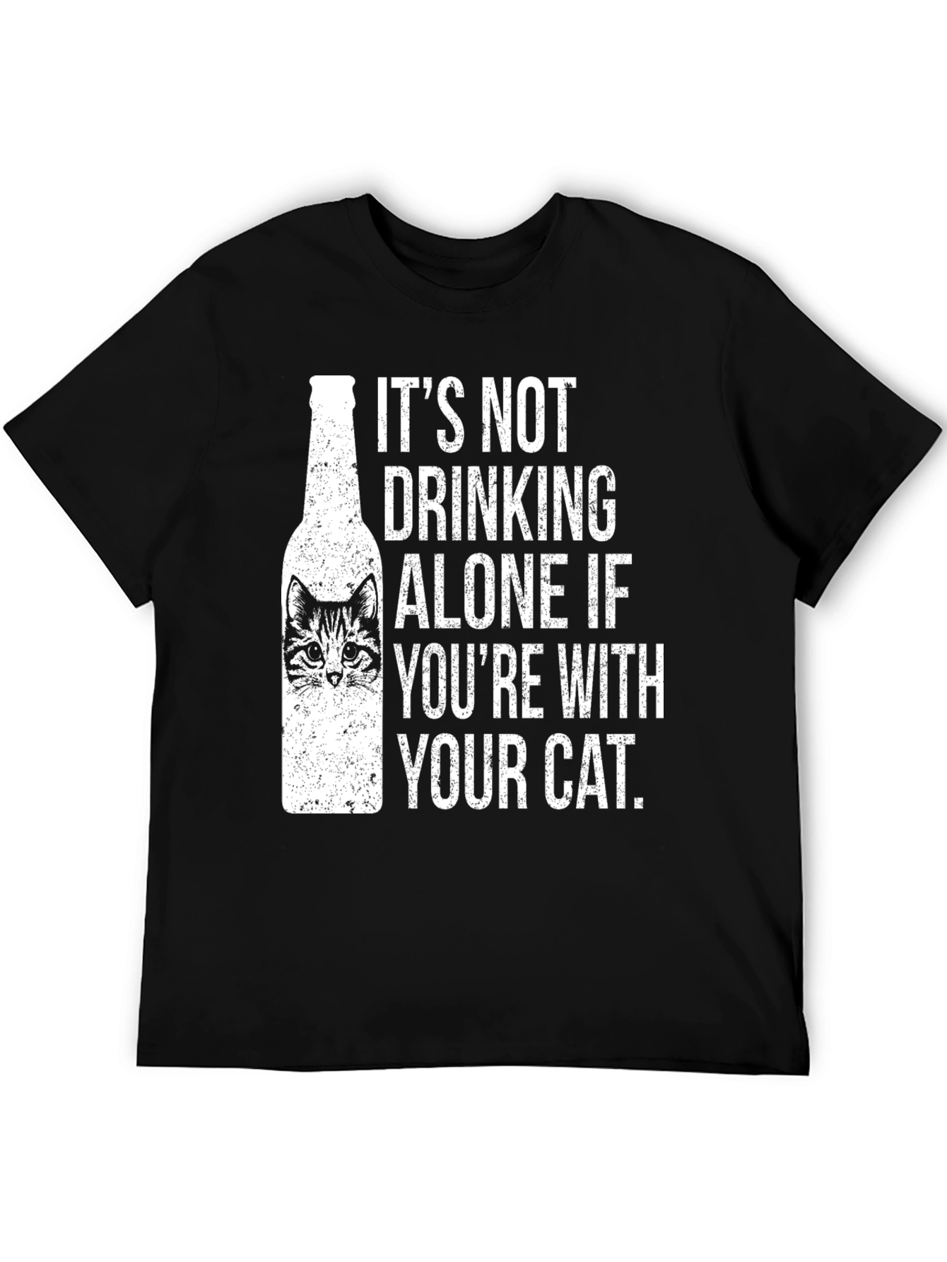 Funny Cat Lover T-Shirt - Drinking Alone